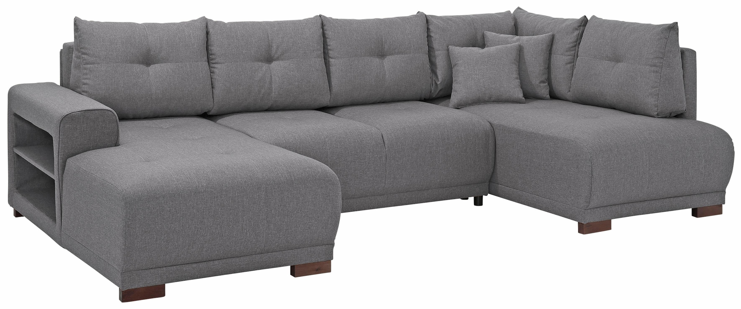 Home affaire Wohnlandschaft »Viborg U-Form« mit Regal in der Armlehne, wahlweise mit Bettfunktion