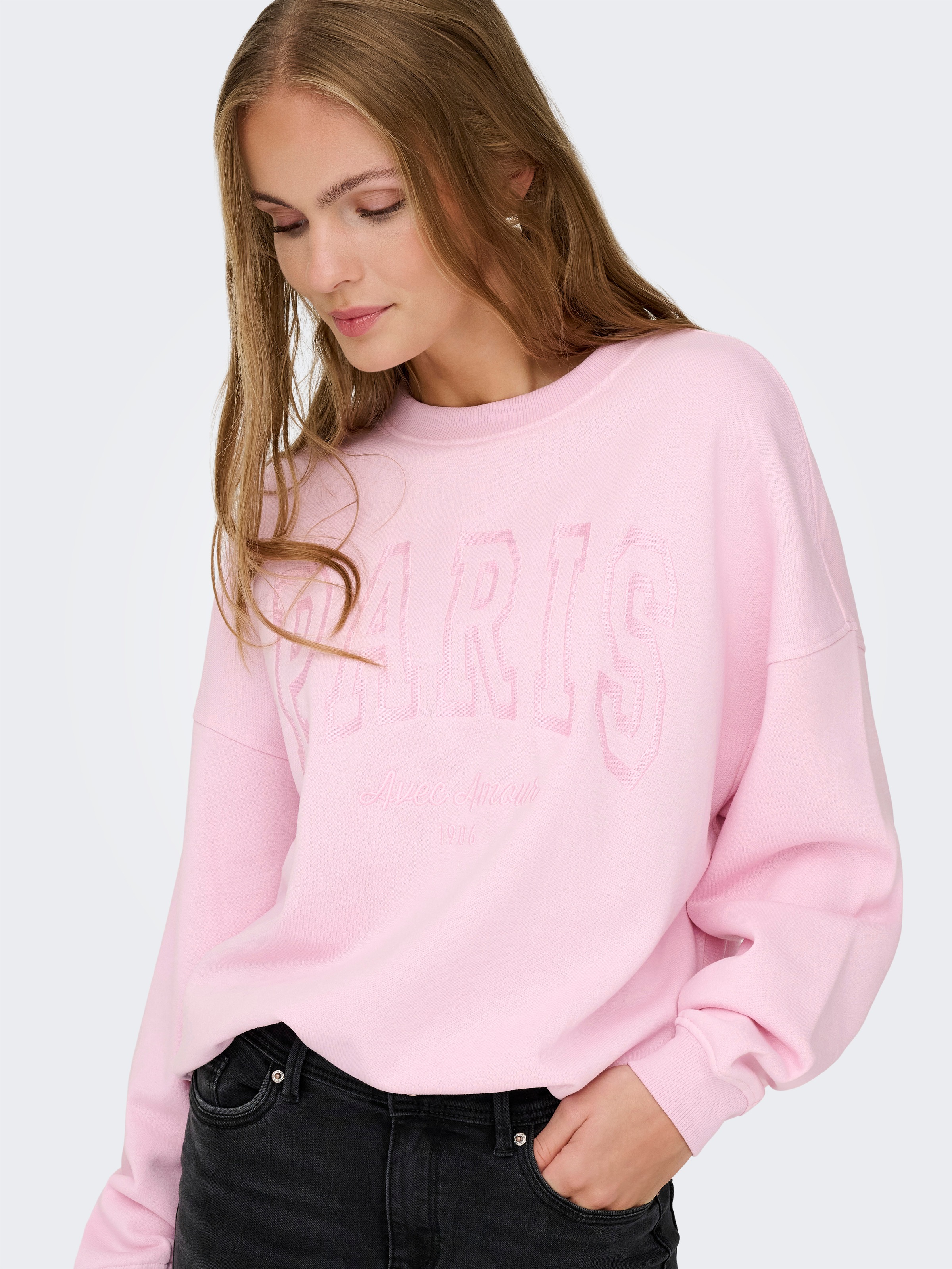 JDY Sweatshirt »JDYMESA L/S O-NECK EMB SWEAT JRS NOOS«