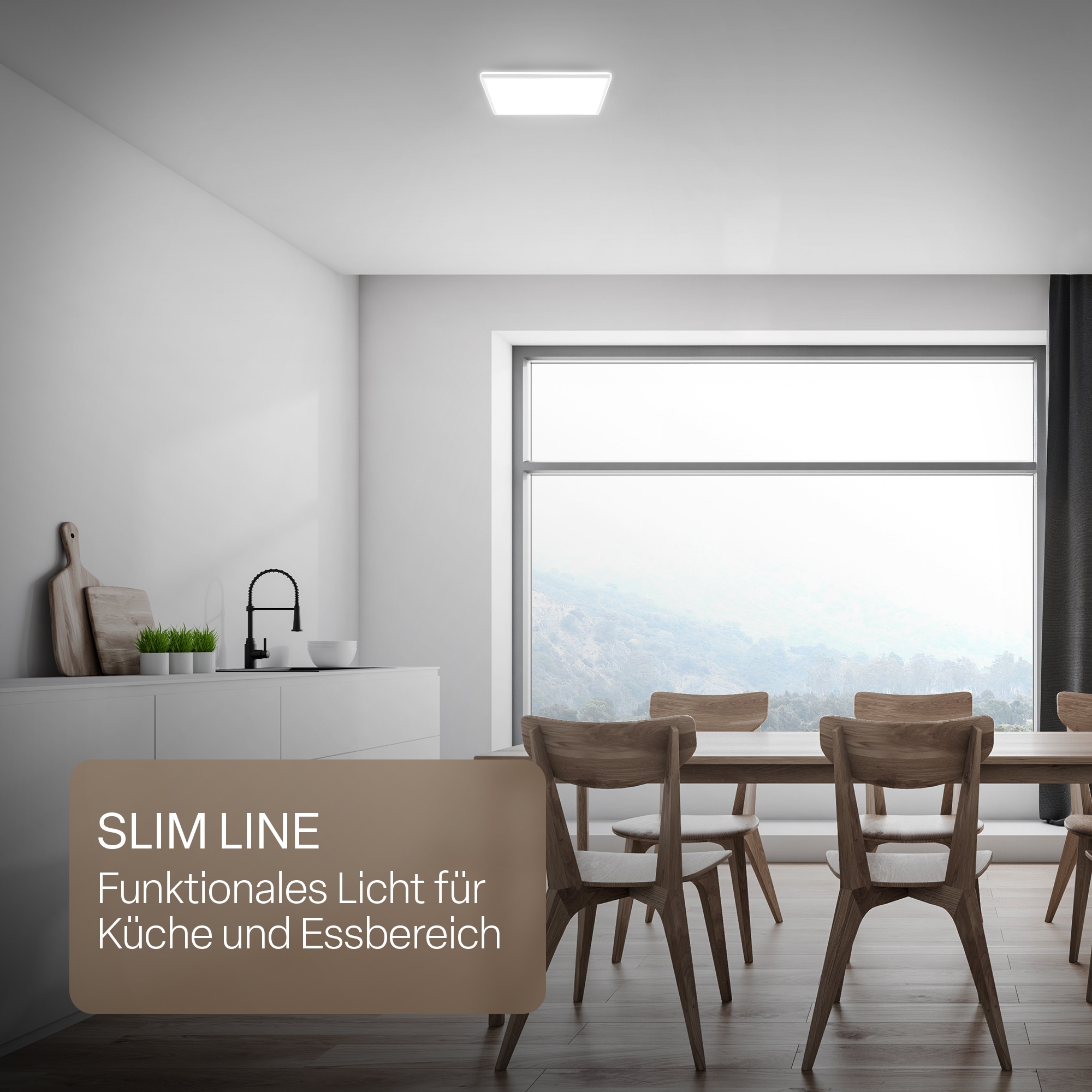 B.K.Licht LED Panel »SHALLOW« LED-Board 1 Stk. Neutralweiß 24x24x3 cm, Badlampe, Badezimmer, Küche, Wohnzimmer