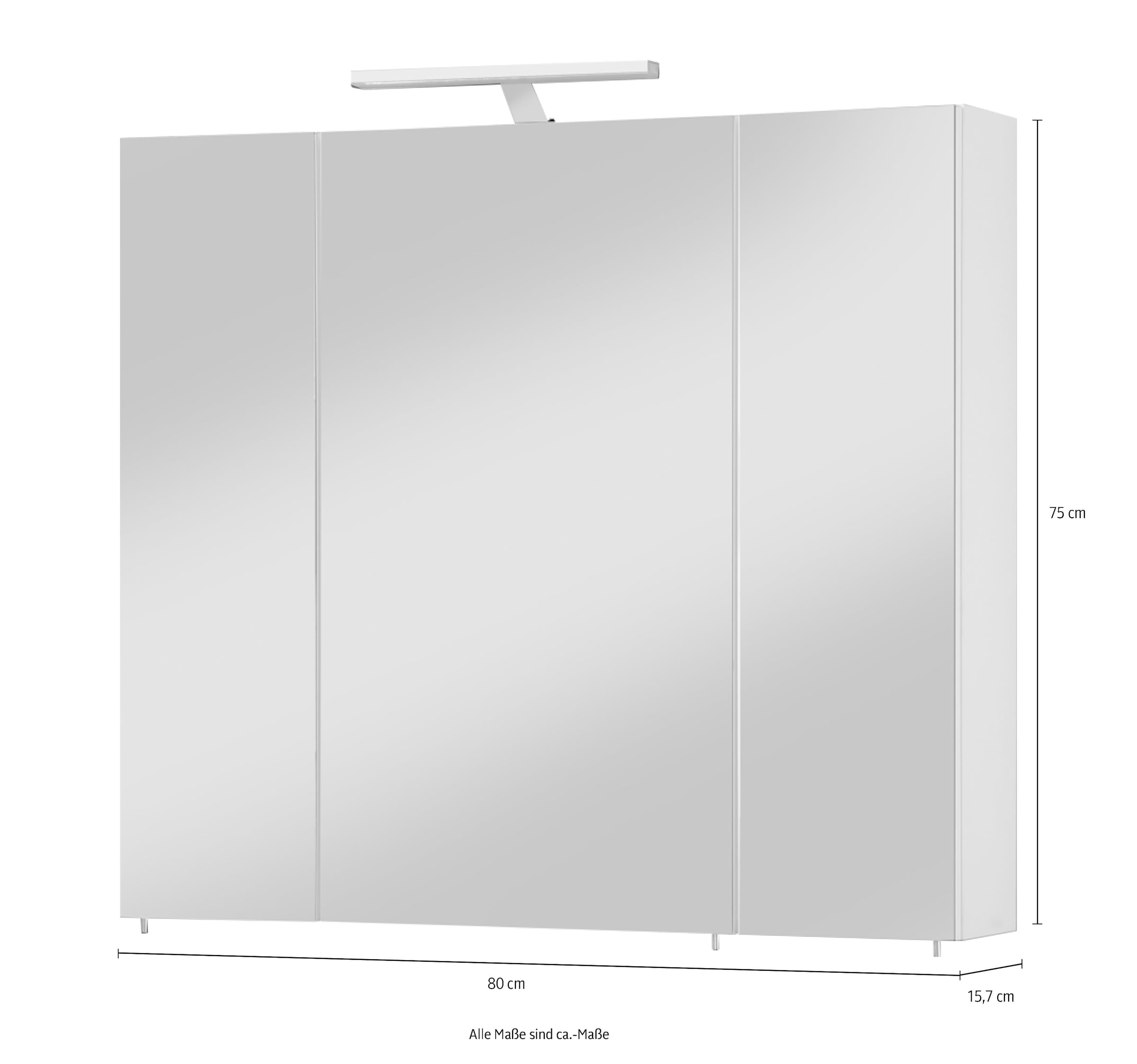 welltime Spiegelschrank »Torino, Spiegelschrank, Made in Germany, B: 80 cm« Solide Verarbeitung - Dieses Produkt ist in Deutschland gefertigt