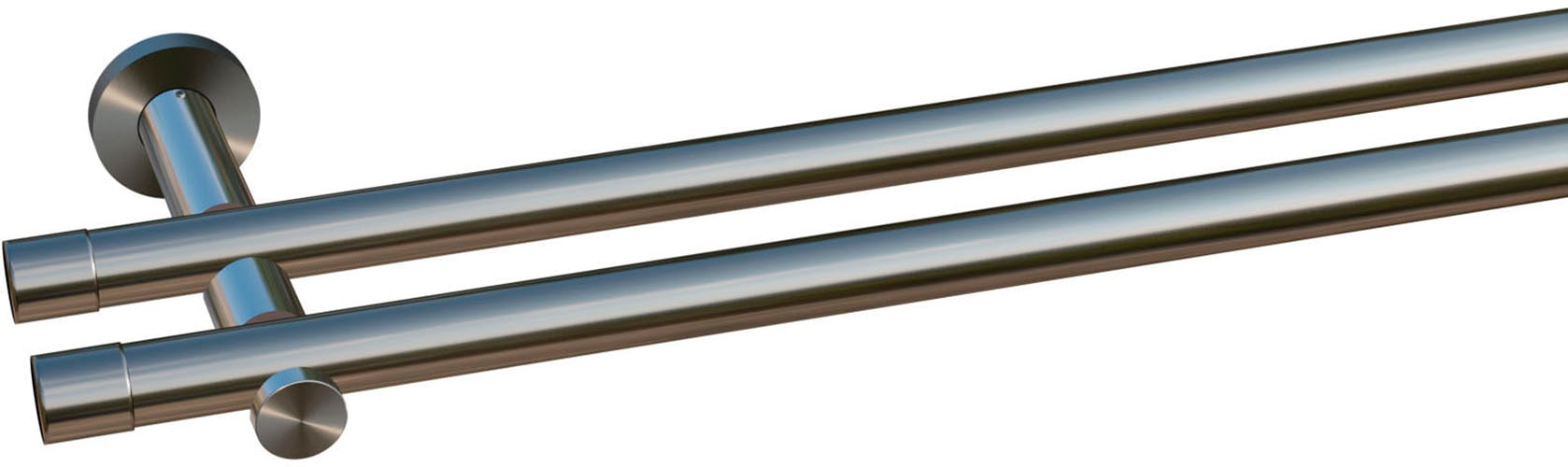 indeko Gardinenstange »Linz« Ø 20 mm 2 läufig-läufig Wunschmaßlänge Komplett-Set inkl.  Montagematerial
