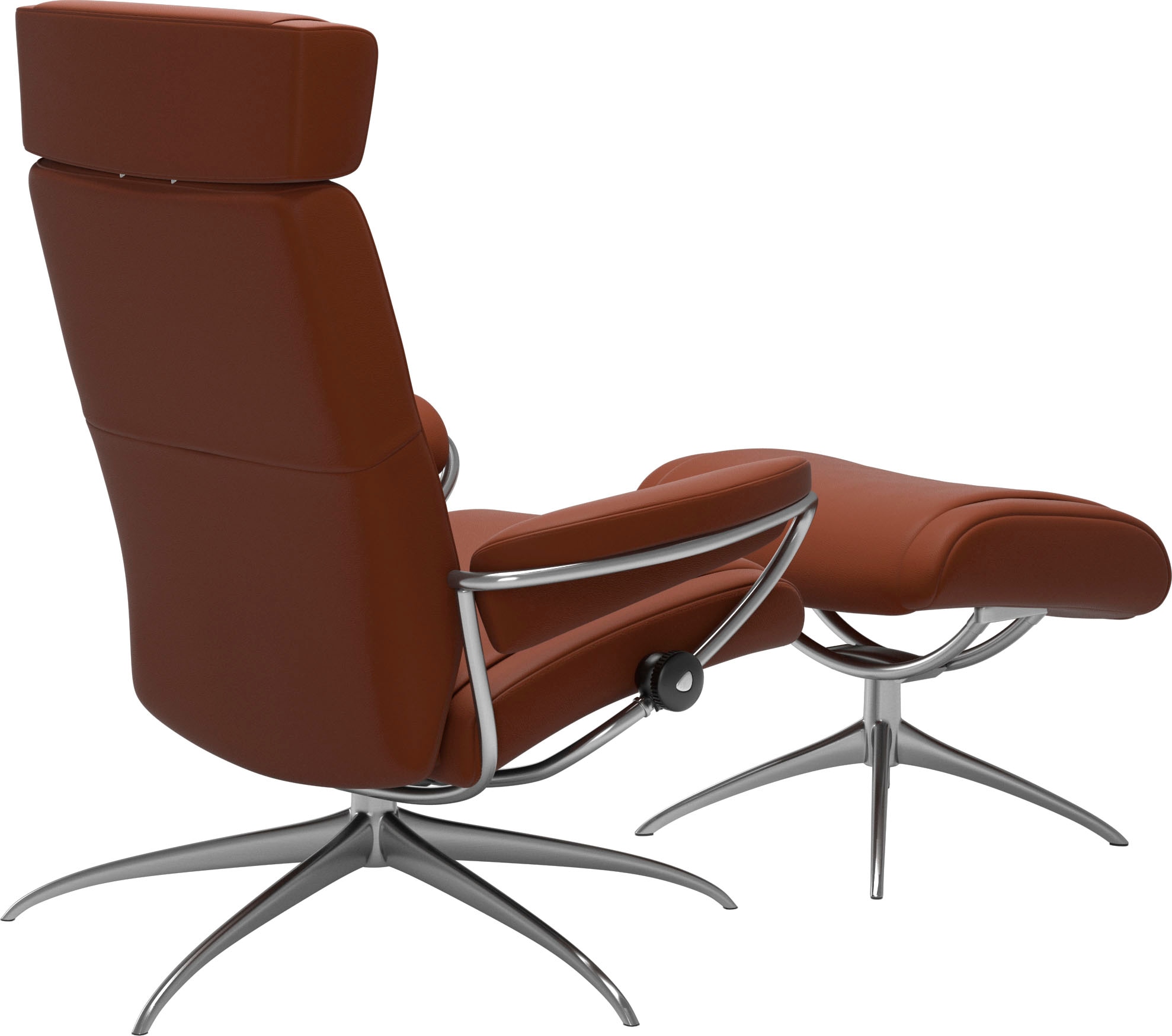 Stressless® Relaxsessel »Paris« Set, Relaxsessel mit Hocker,  mit Hocker, Low Back mit Kopfstütze, mit Star Base, Gestell Chrom