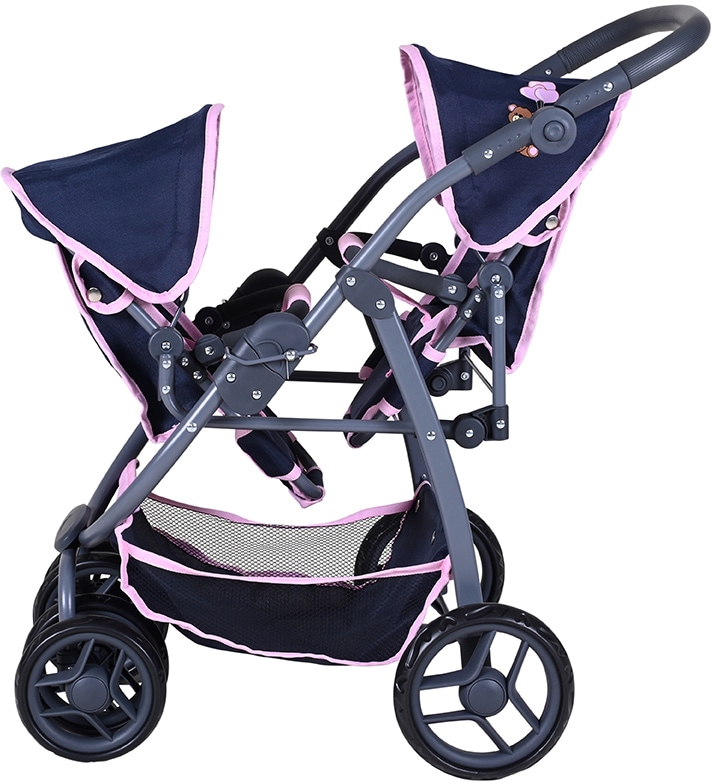 Knorrtoys® Puppen-Zwillingsbuggy »Milo - Navy Pink Bear«