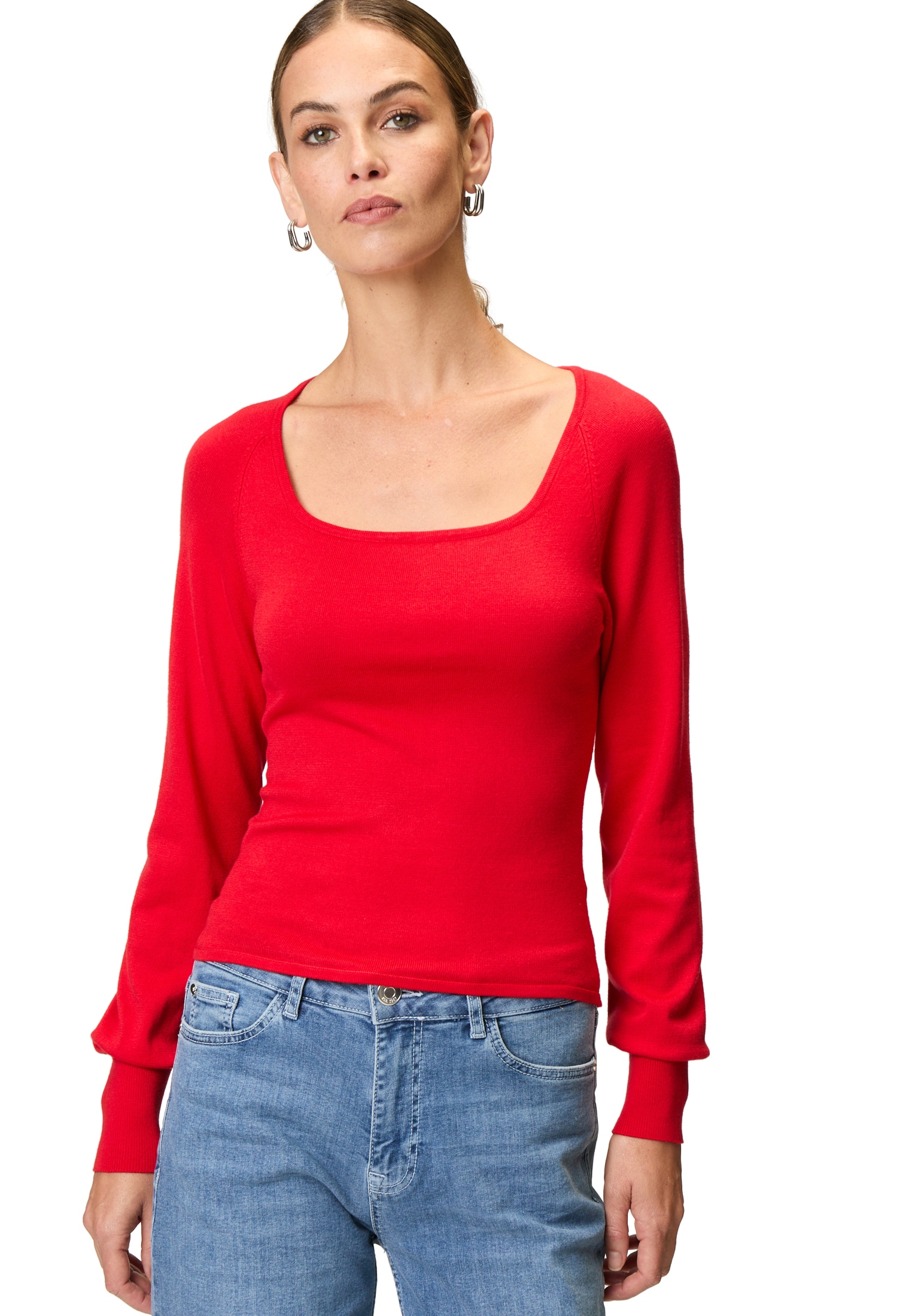 Zero Strickpullover »Strickpullover mit eckigem Ausschnitt«