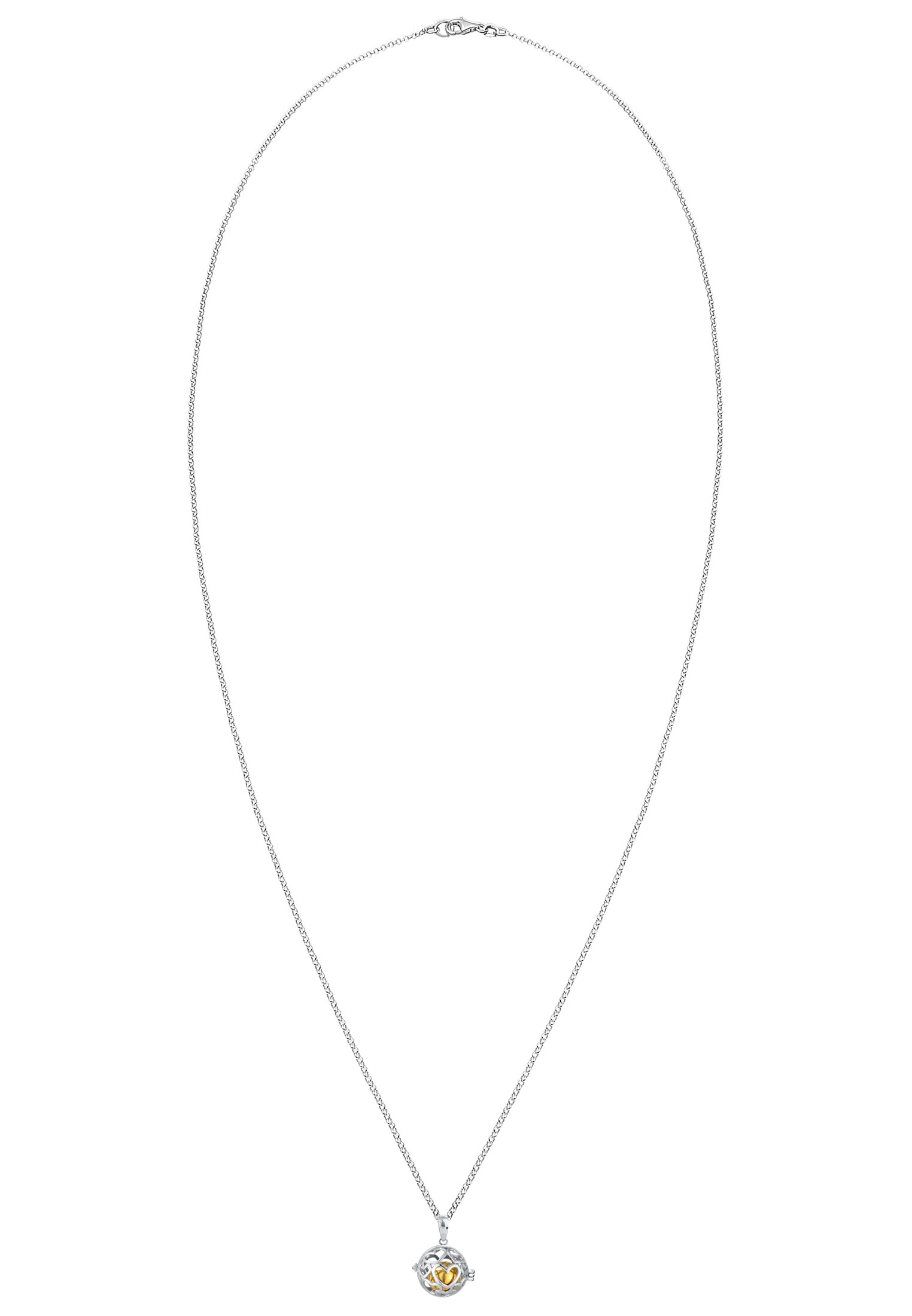 Nenalina Lange Kette »Halskette Herz Anhänger Engelsflüsterer (17mm) mit Klangkugel 925 Sterling Silber«