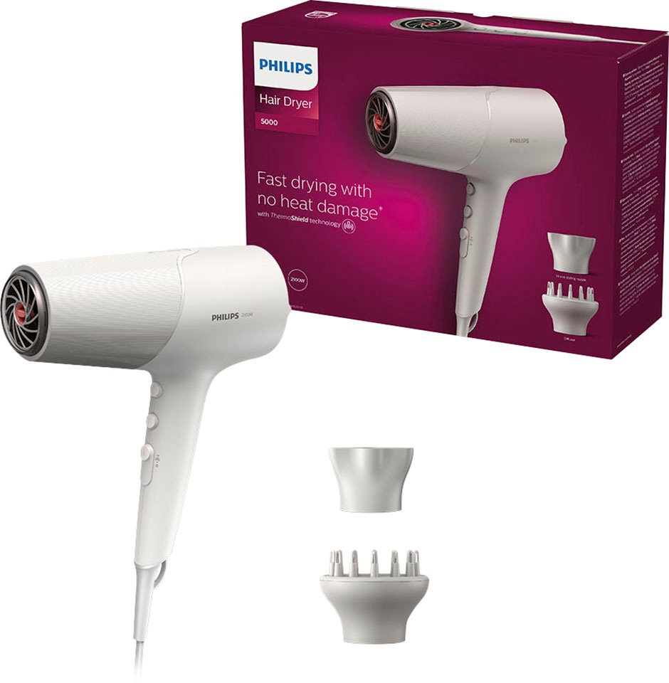 Philips Haartrockner »Series 5000 BHD501/20«, 2100 W, 2 Aufsätze, mit ThermoShield Technologie, 3 Hitze- und 2 Geschwindigkeitsstufen
