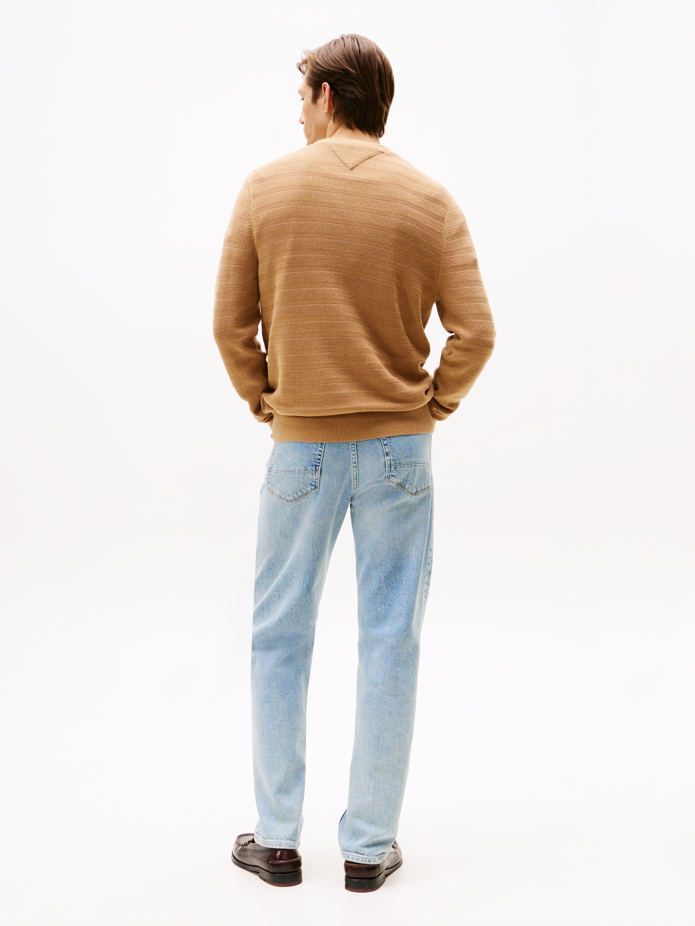 Tommy Hilfiger Rundhalspullover »STRIPE STRUCTURE«, regular fit, leicht überschnittene Schultern