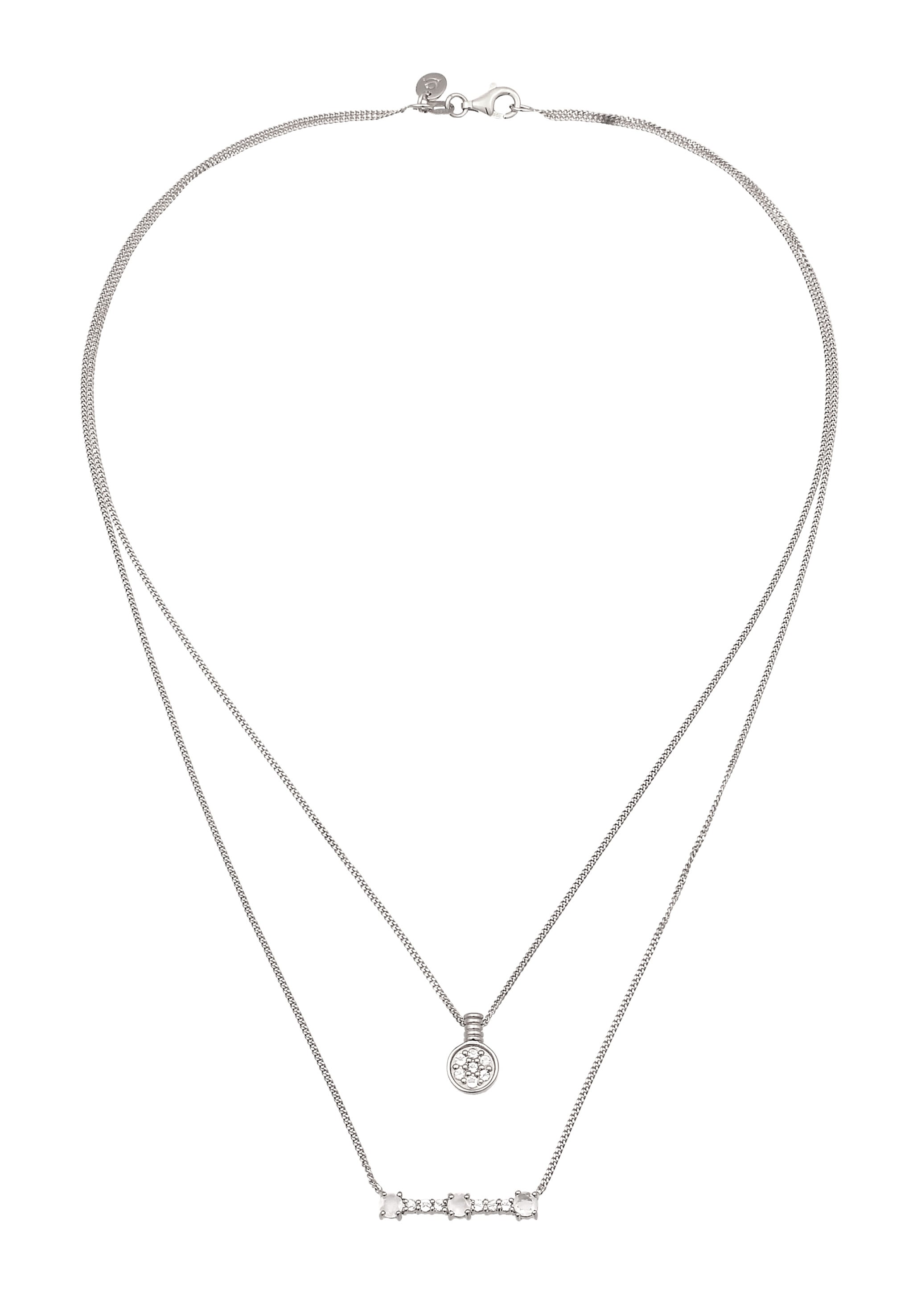 Elli Premium Silberkette »Halskette Layer Mondstein Regenbogen 925 Sterling Silber«