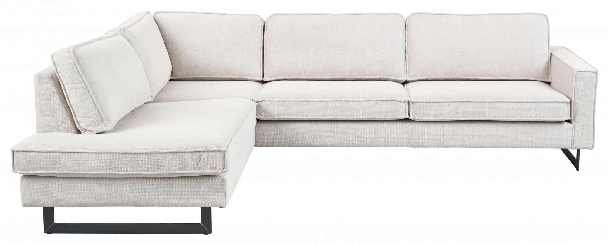 Places of Style Ecksofa »Pinto, 290 cm, Cord, Chenille, Lederoptik, Ottomane links / rechts«, mit Keder, schwarze Metallfüße, Wellenunterfederung