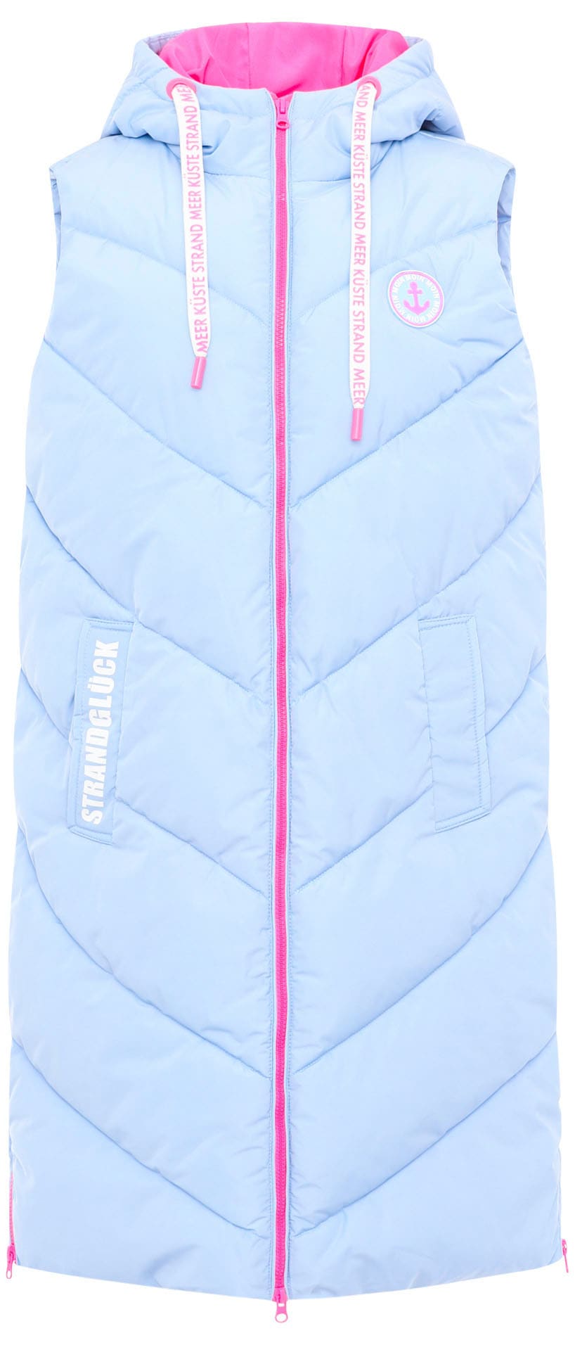 Zwillingsherz Steppweste »"Strandglück"«, Doppel-Zipper, Kontrastdetails, Eingrifftaschen, modisch, knielang