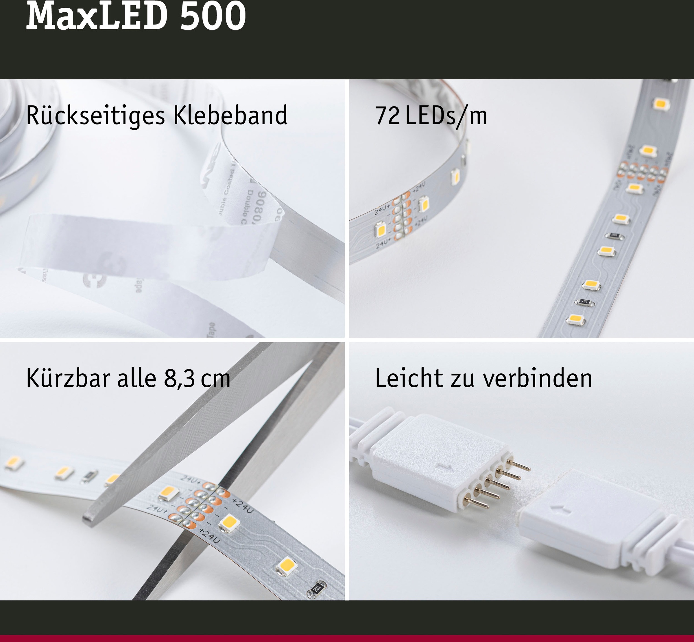 Paulmann LED-Streifen »MaxLED 500 Einzelstripe inkl. Adapterkabel 10m RGBW+ 72W 500lm/m«, 1 St.-flammig, unbeschichtet