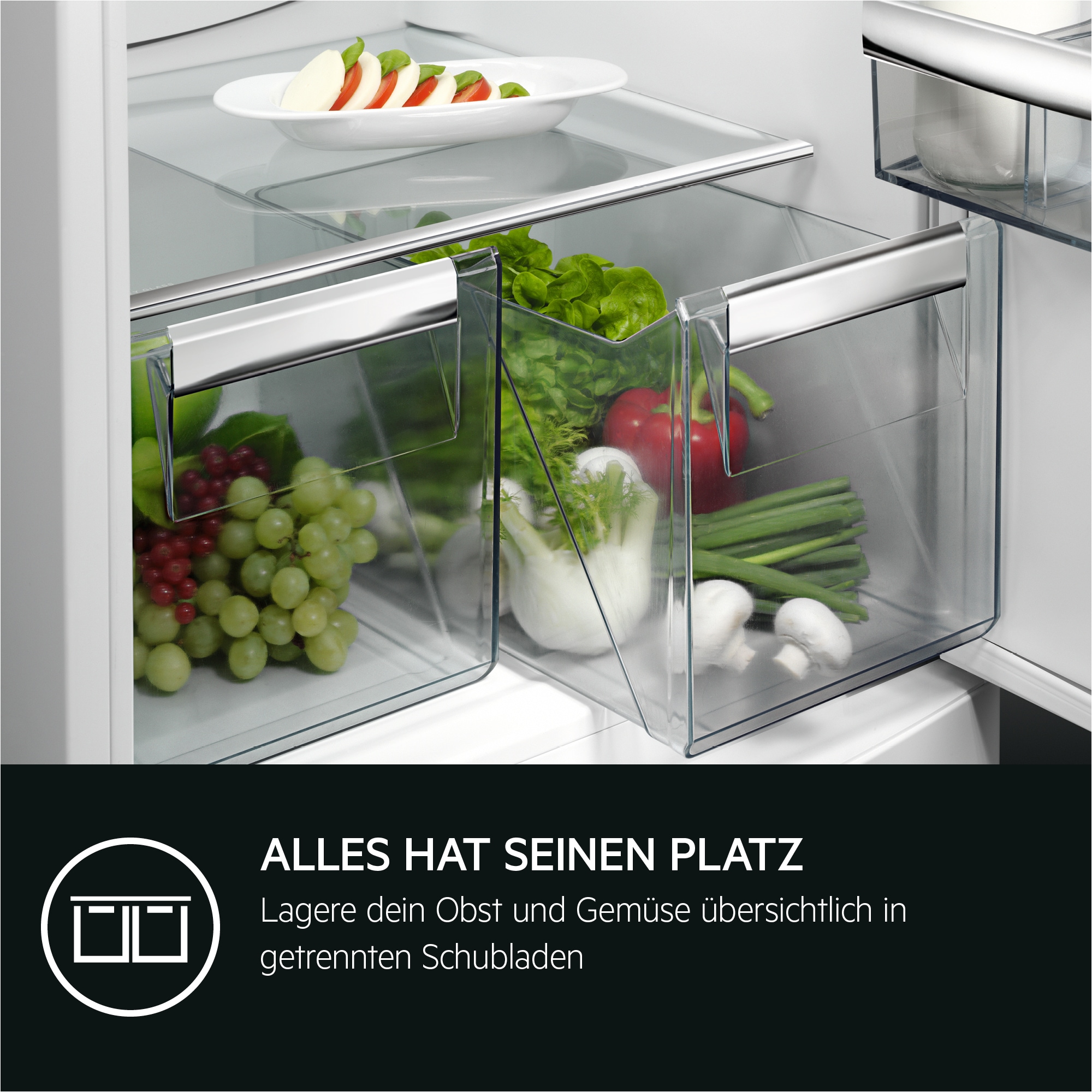 AEG Einbaukühlgefrierkombination Serie 5000 »OSC5S183ES« 177,2 cm hoch 54,6 cm breit 198 Liter, ColdSense - Schützt Lebensmittel, LED-Display, Schlepptür