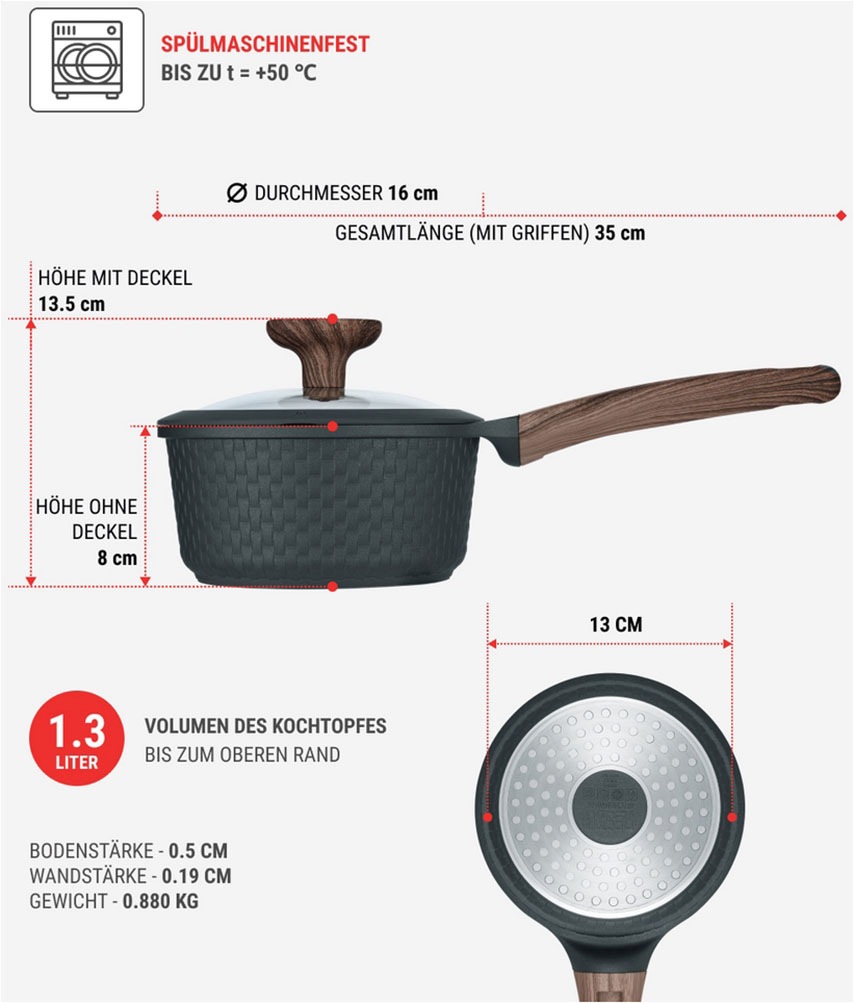 RESTO Kitchenware Kasserolle »Ran, Kochtopf antihaftbeschichtet und spülmaschinenfest« 2 Stk. tlg. Aluminiumguss