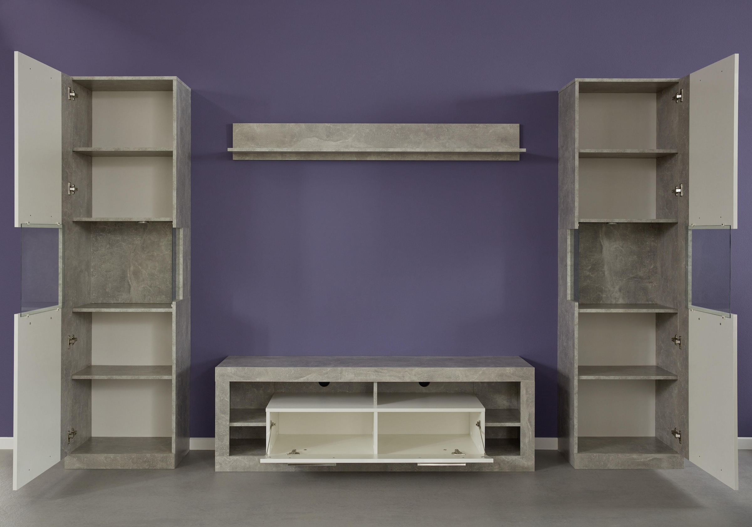 INOSIGN Lowboard »Gwendolyn« 1 Stk. tlg. TV-Board, in 2 Breiten, 1 Klappe, 4 Fächer, Beleuchtung optinal