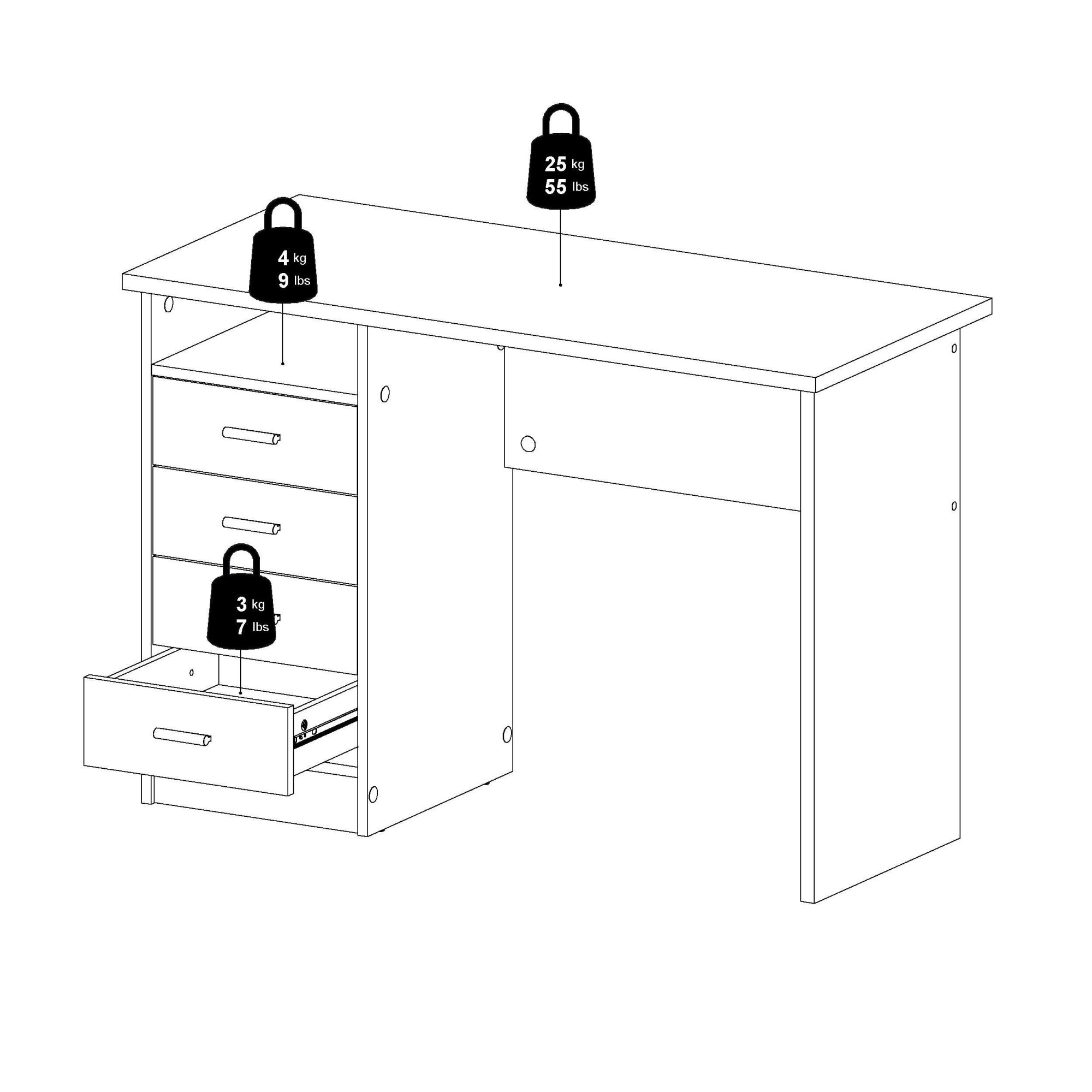 INOSIGN Schreibtisch »Funktion Plus, Arbeitstisch, Bürotisch«, Computertisch mit 4 Schubladen und 1 offenen Fach, Breite 110 cm