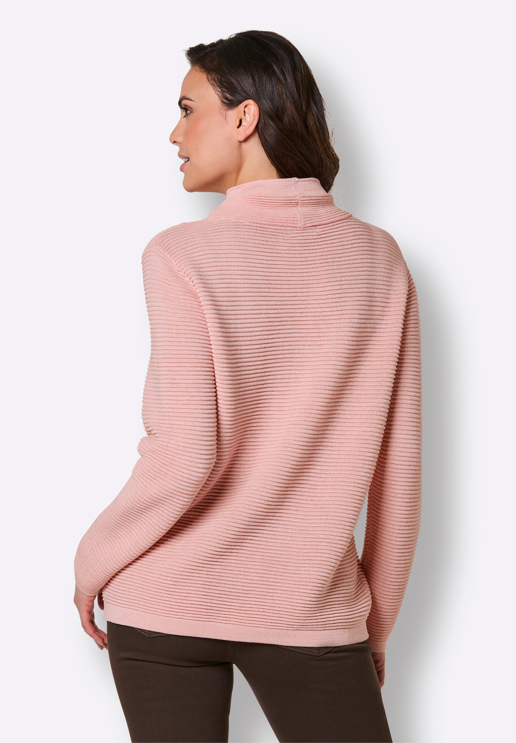 creation L Strickpullover »Lyocell-Baumwoll-Pullover Langarm-Pullover mit Ripp-Struktur«