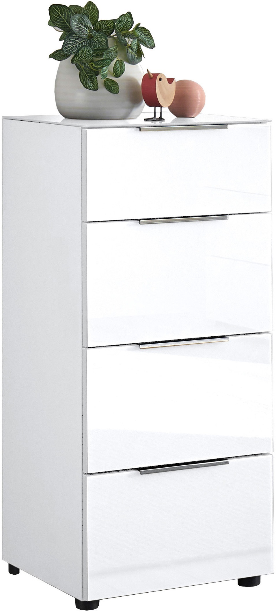 HBZ Kommode »Santorin Mehrzweckschrank mit Schubkästen, BxHxT 45x99x40 cm« 1 Stk. tlg. Mit 4 Schubkästen mit Softclose, Glasfront und Glasoberboden
