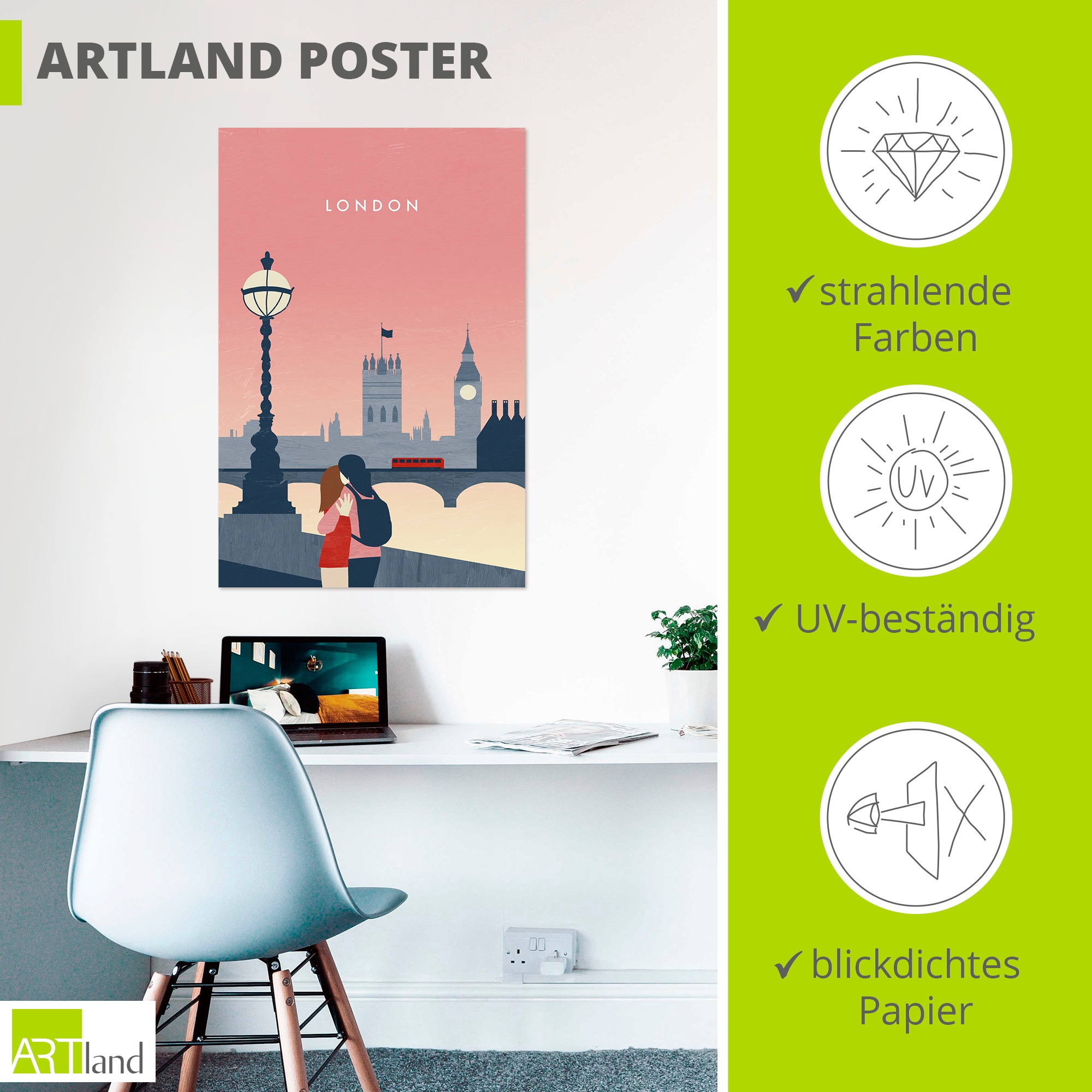 Artland Wandbild »London« 1 Stk. tlg. als Alubild, Leinwandbild, Poster, Wandaufkleber in verschied. Größen