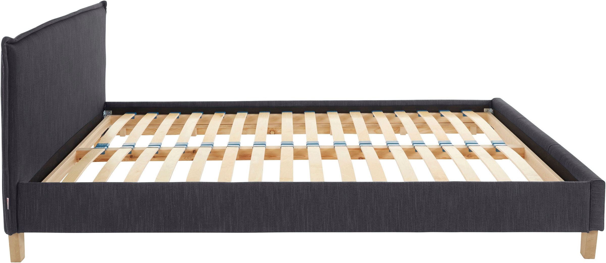 OTTO products Polsterbett »Heddi« in 5 Breiten: von 90cm-200cm,  Biese am Kopfteil,  Strukturstoff