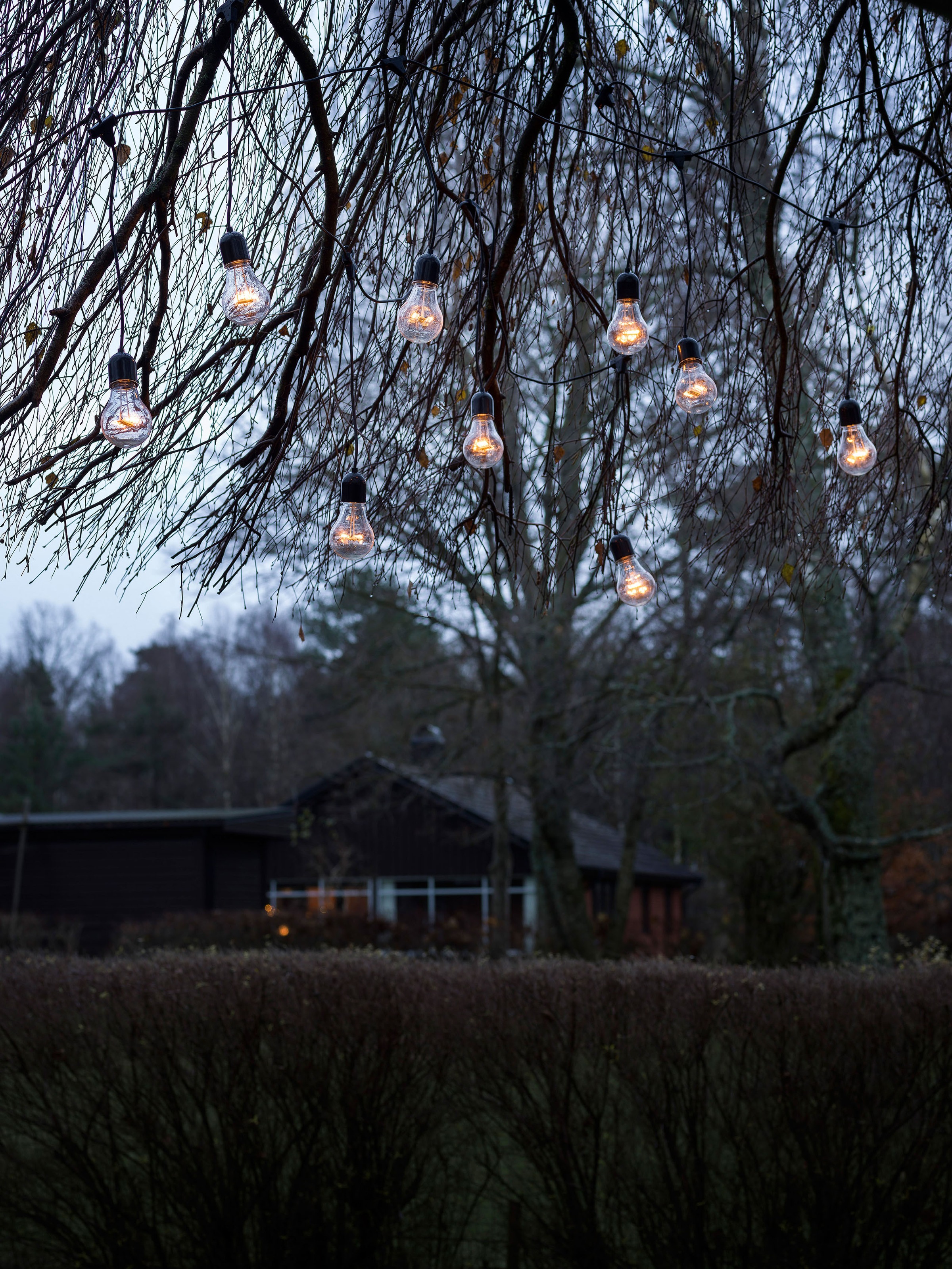 KONSTSMIDE LED-Lichterkette, 10 St.-flammig, LED Biergartenkette Lichtervorhang, 10 klare Birnen / 80 bernsteinfarbene Dioden