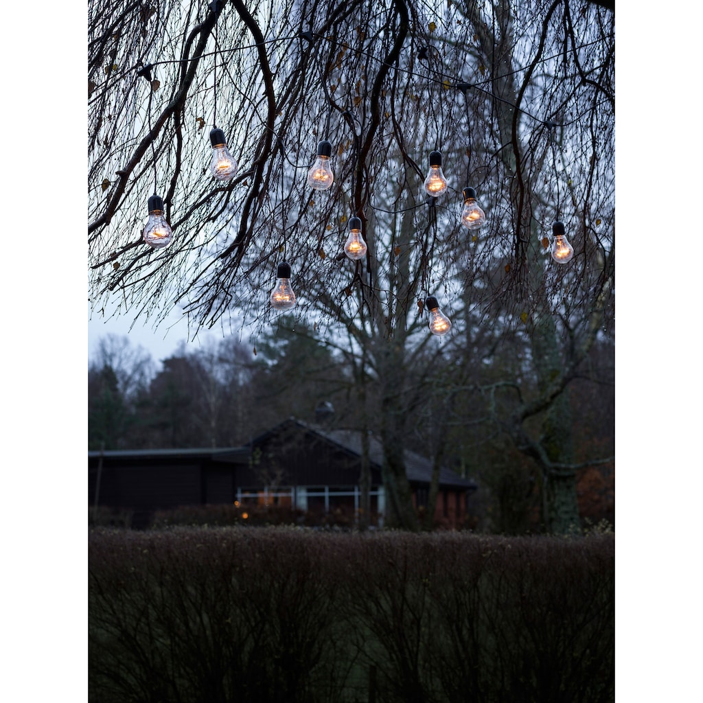 KONSTSMIDE LED-Lichterkette »Weihnachtsdeko aussen«, 10 St.-flammig, LED Biergartenkette, 10 klare Birnen / 80 bernsteinfarbene Dioden