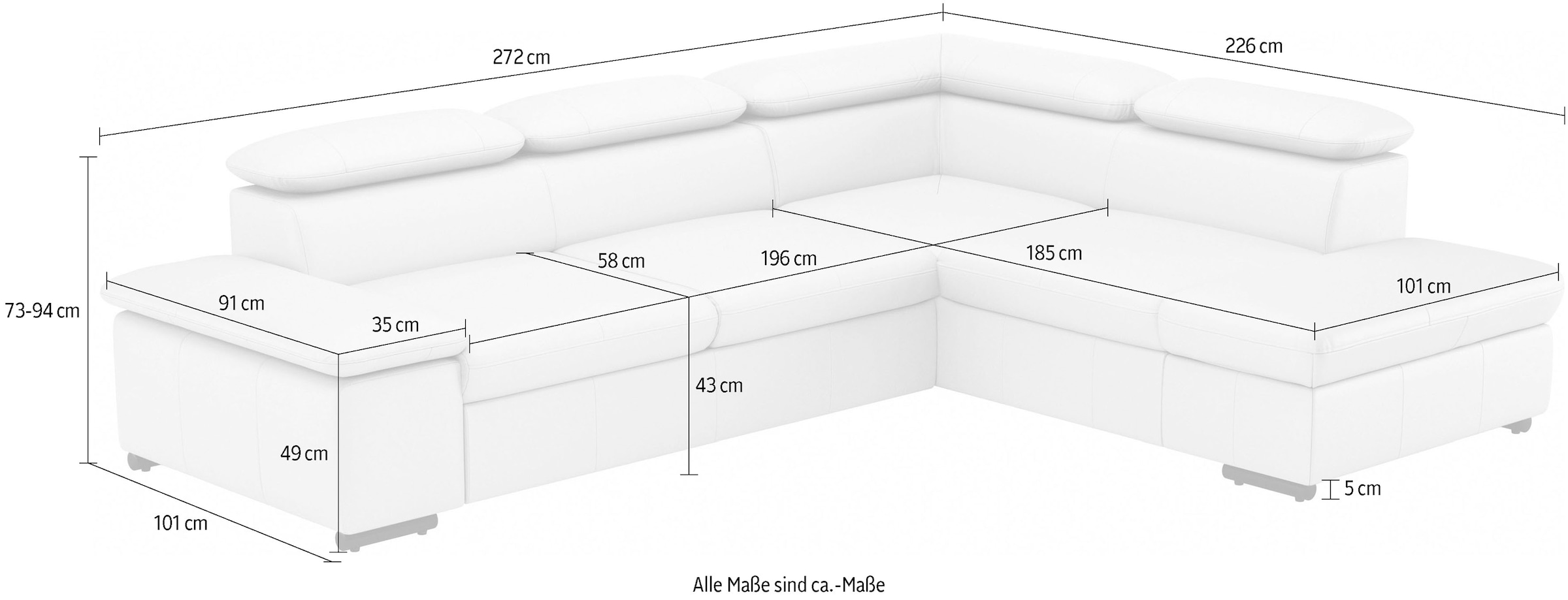 sit&more Ecksofa »Alcudia L-Form«, wahlweise mit Bettfunktion