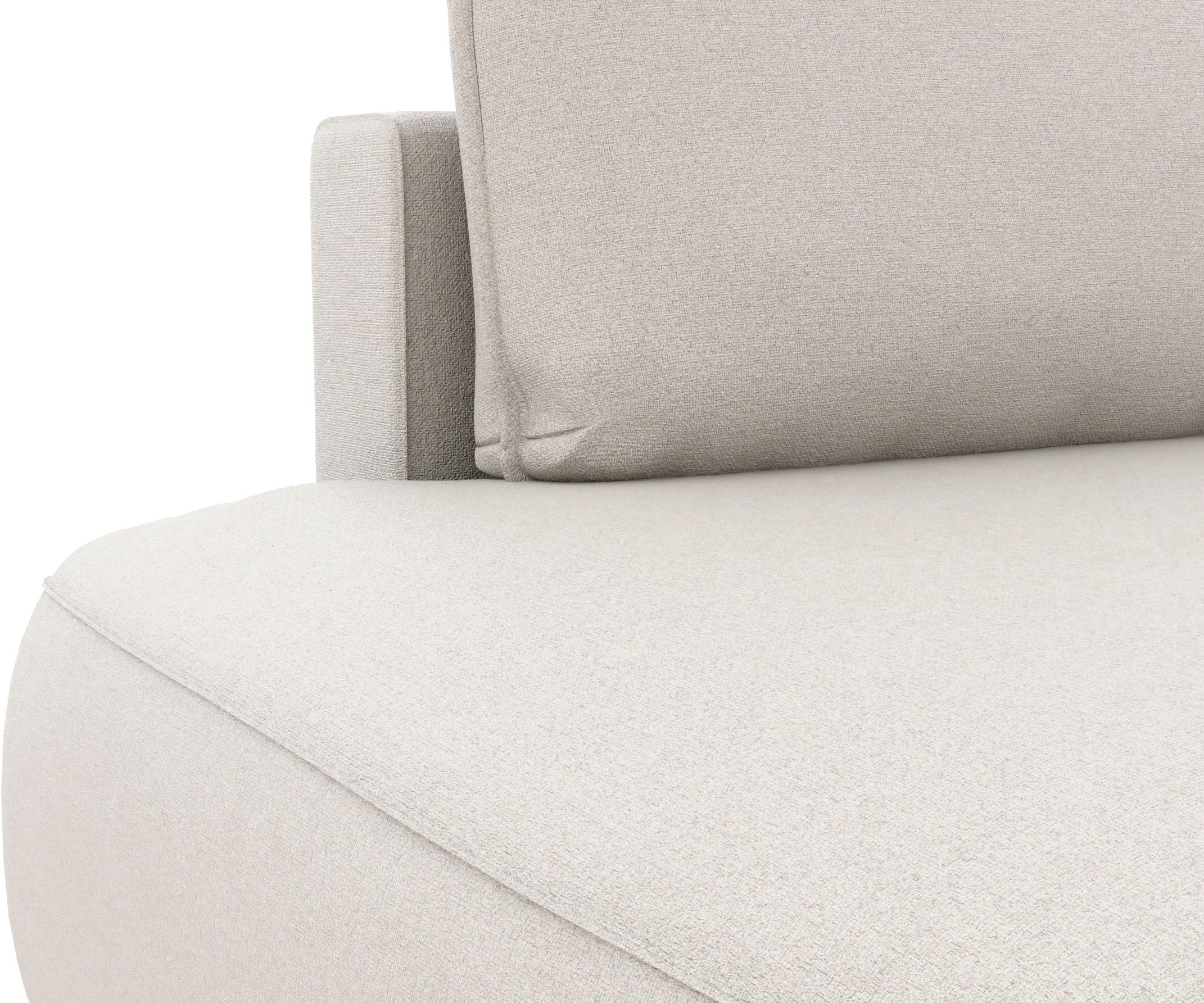 TRENDMANUFAKTUR Ecksofa »Fordon II, Schlafsofa mit Bettkasten, Couch in L-Form, Breite 250 cm« in Struktur LUMOS, 3D-Effekt, sandgrau, Armlehne rechts