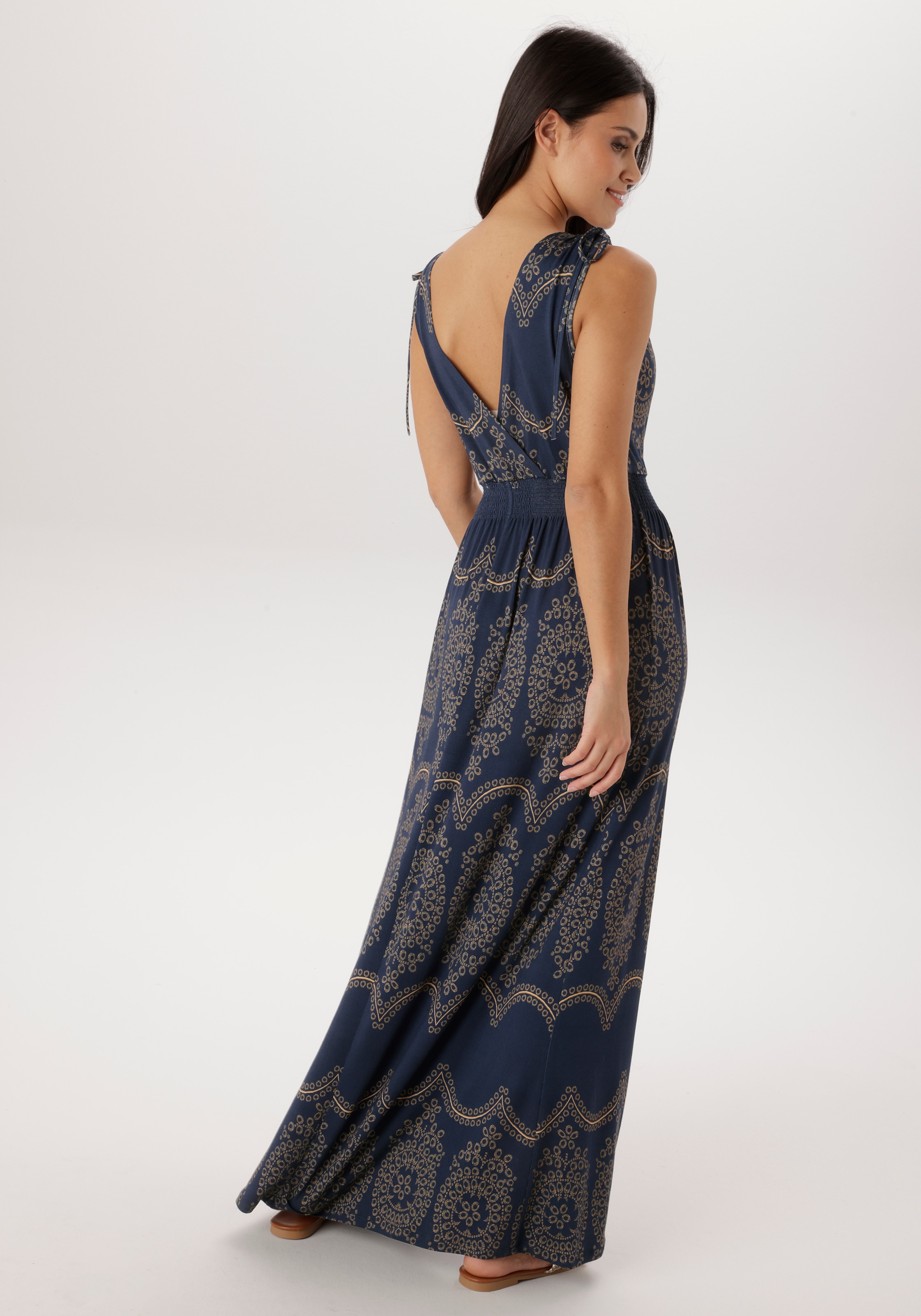 Aniston SELECTED Sommerkleid mit breiten Trägern zum Raffen - NEUE KOLLEKTION