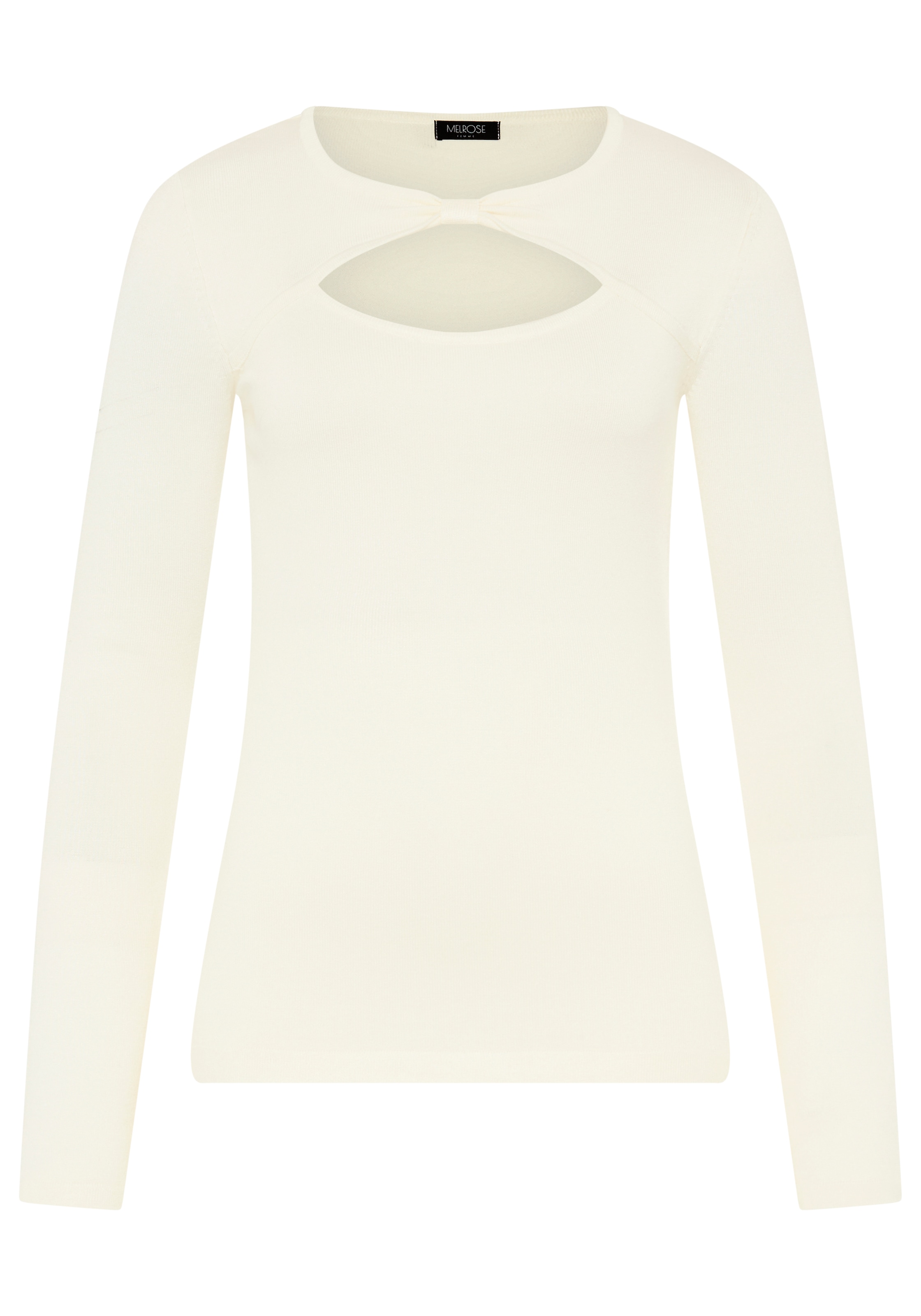 Melrose Strickpullover »aus leichtem Feinstrick« mit Cut-Out und süßem Knotendetail