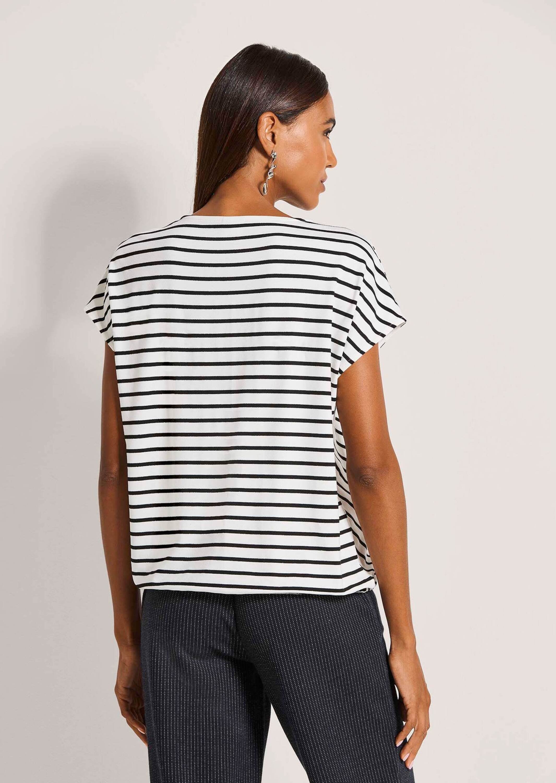 MADELEINE Kurzarmshirt »Blusenshirt Glanzshirt mit Streifenmuster« Diagonale Streifen