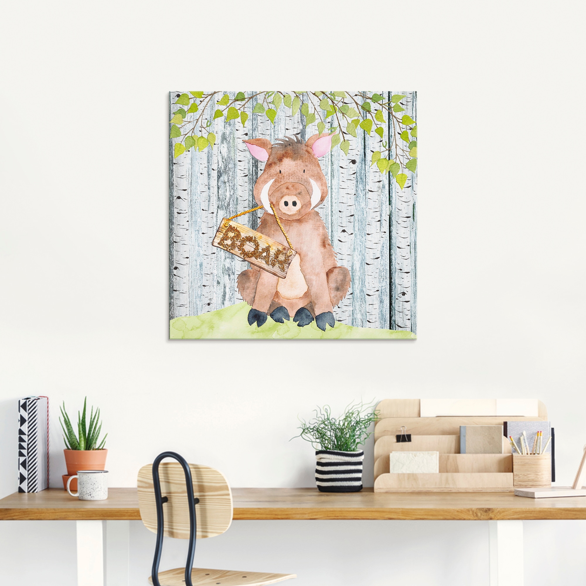 Artland Glasbild »Waldfreunde- der wilde Eber«, Tiere, (1 St.), in verschiedenen Größen