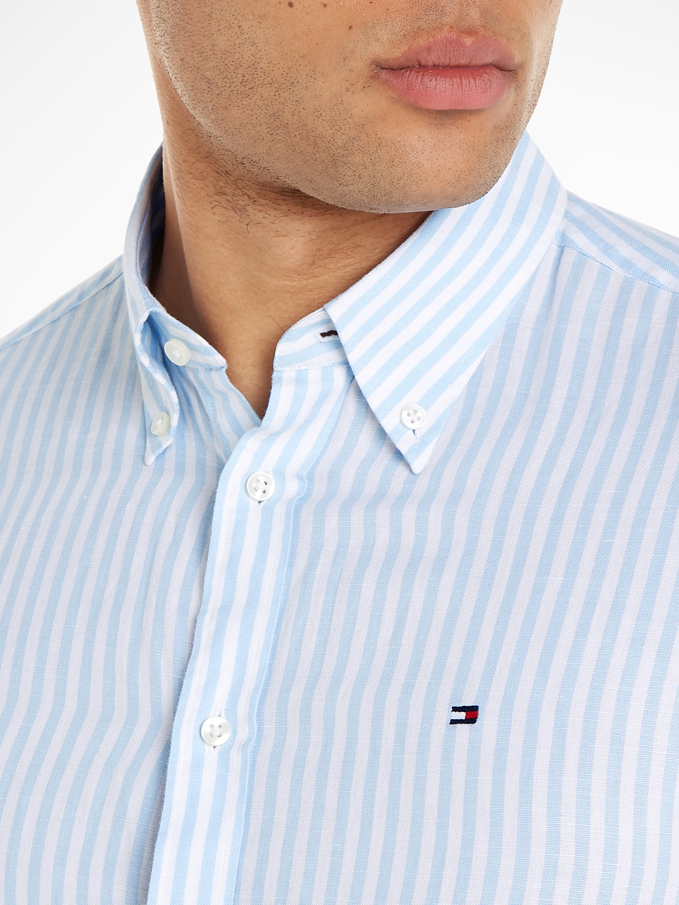 Tommy Hilfiger Langarmhemd »CL W-COTTON LINEN STRIPE SHIRT«, modisch gestreift