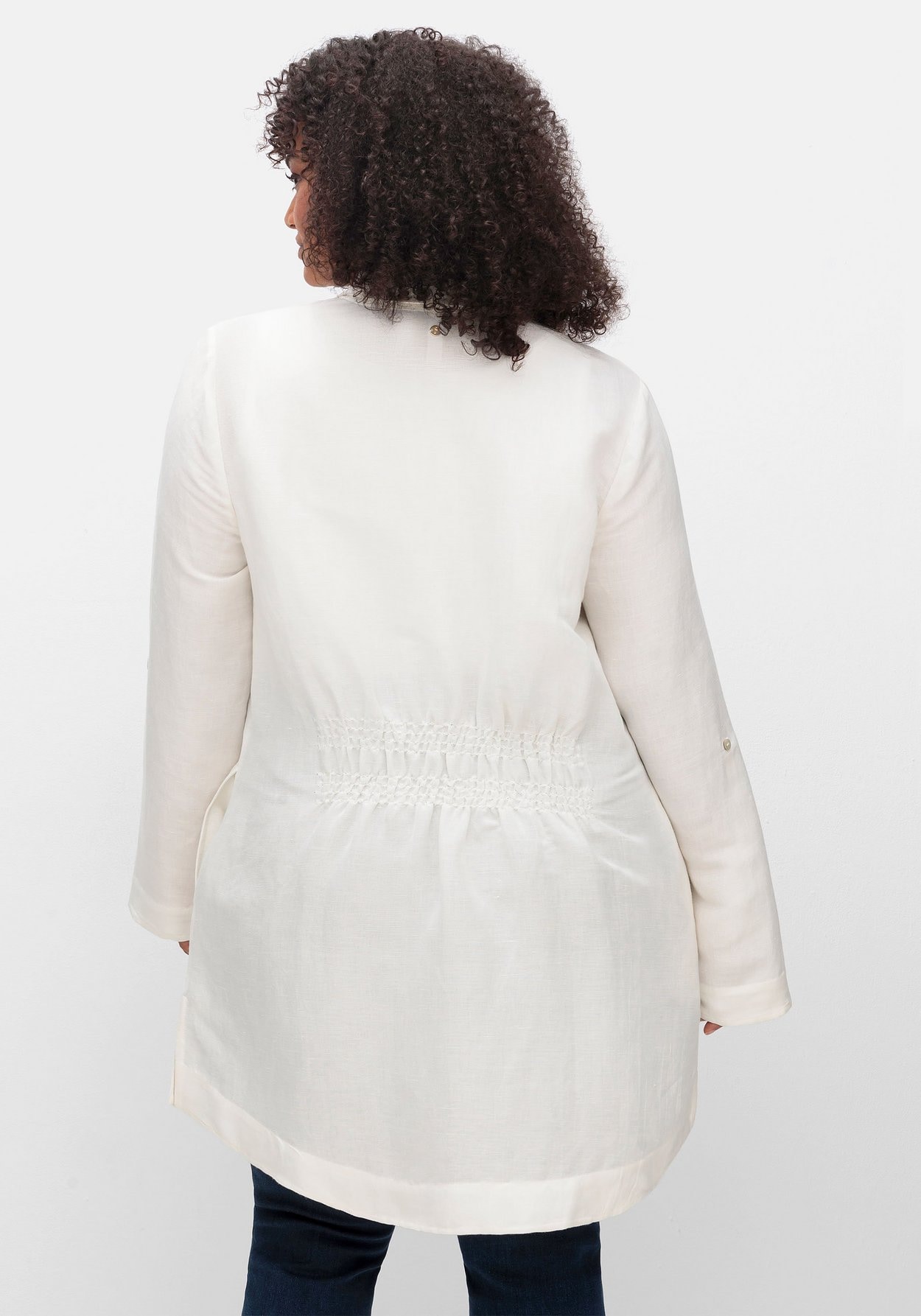 Sheego Longbluse »Longbluse in Leinenoptik, mit Gummizug hinten«