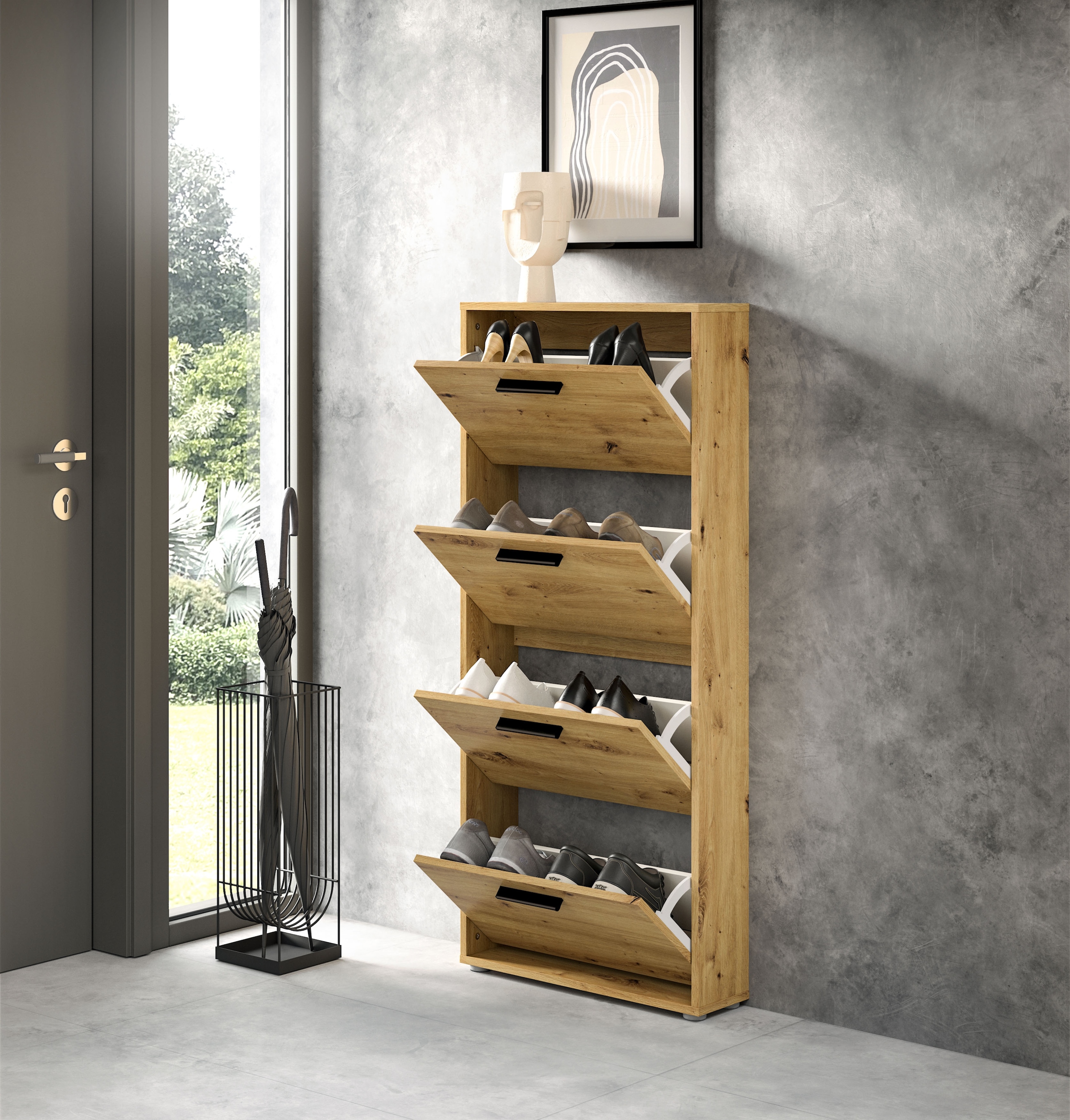 HBZ Schuhkipper »Sam Schuhkipper, Schuhschrank BxHxT 59x136x17 cm«, (1 St.), mit 4 Klappen