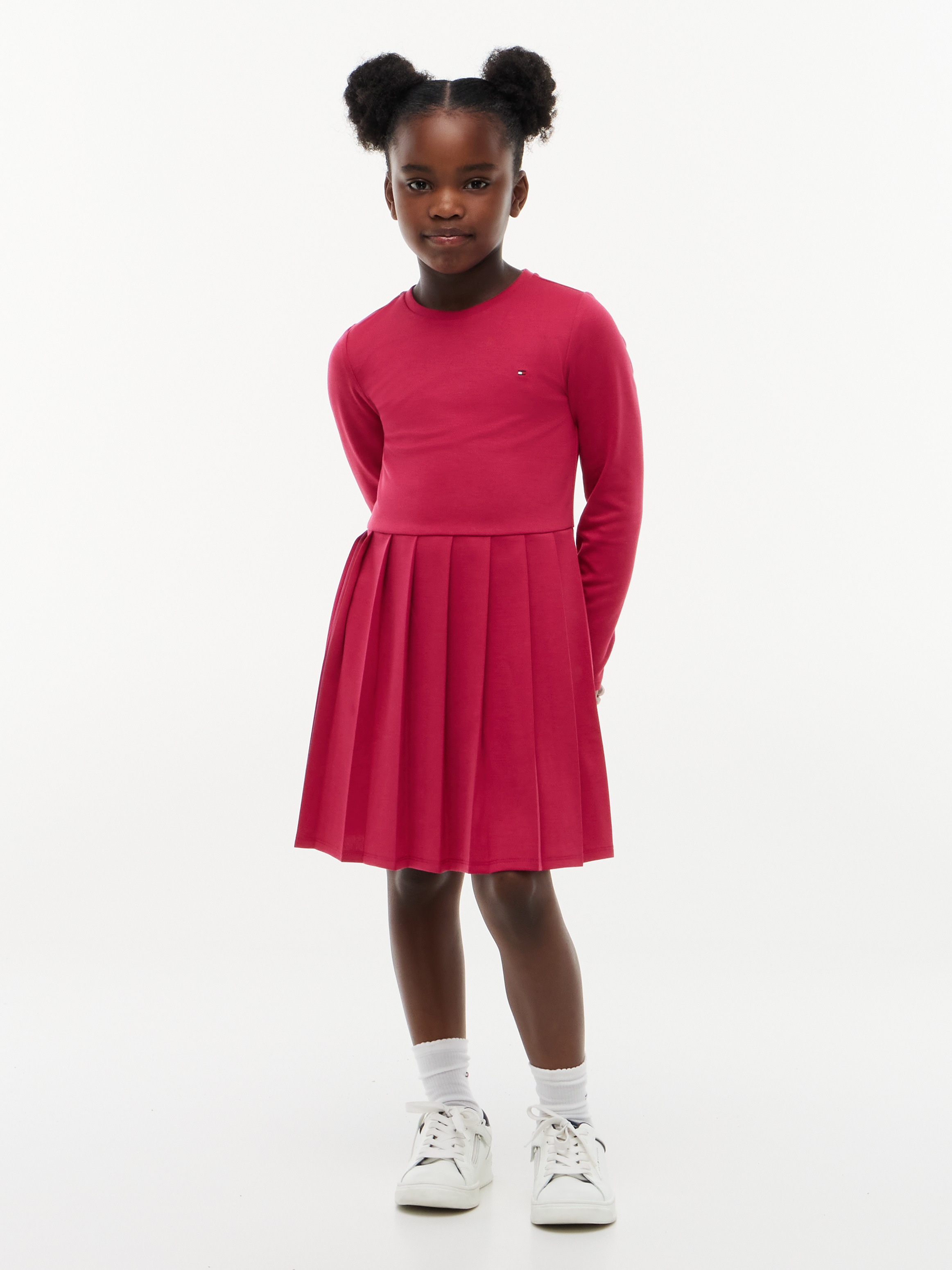 Tommy Hilfiger Skaterkleid Ohne Taschen Rundhalsausschnitt, Regular Fit, Kinder bis 16 Jahre