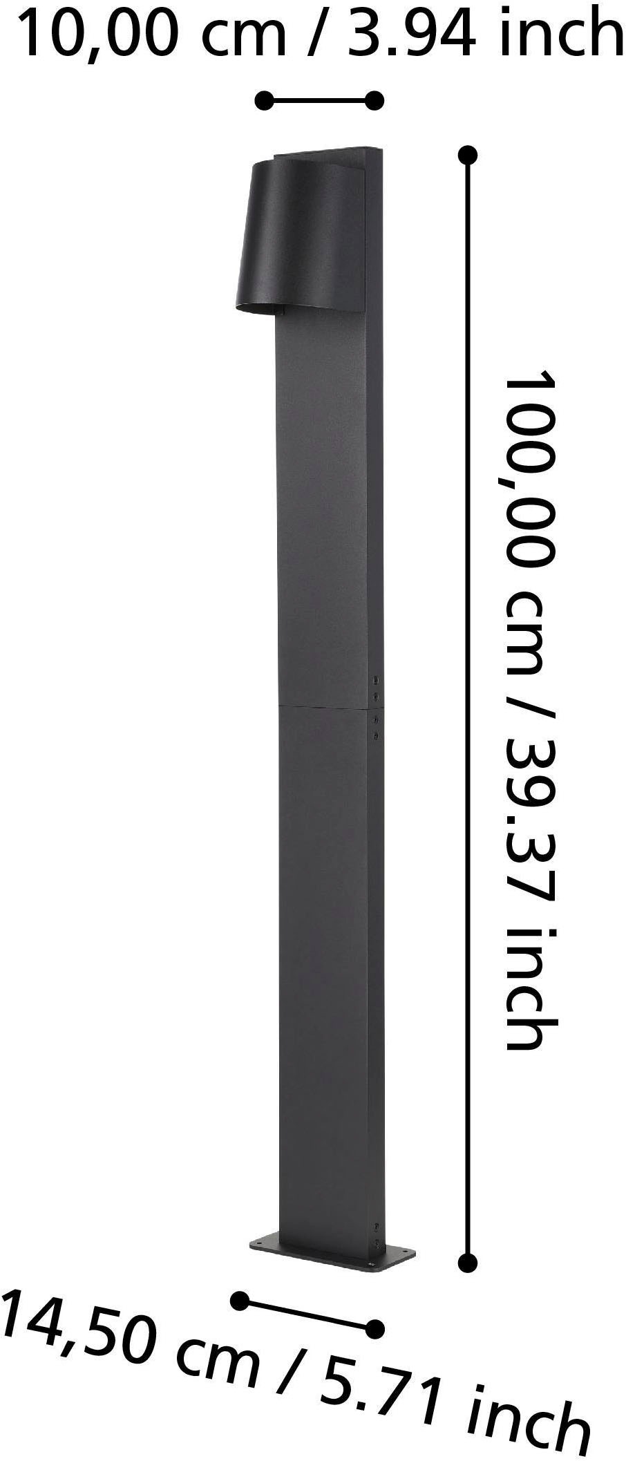 EGLO Sockelleuchte »Stagnone Stehlampe, Sockellampe, Metall, Wegeleuchte, GU10, IP54« GU10 1 Stk. Stehleuchte - L10 x B12,5 x H100 cm - schwarz - 1X4,6W inkl.