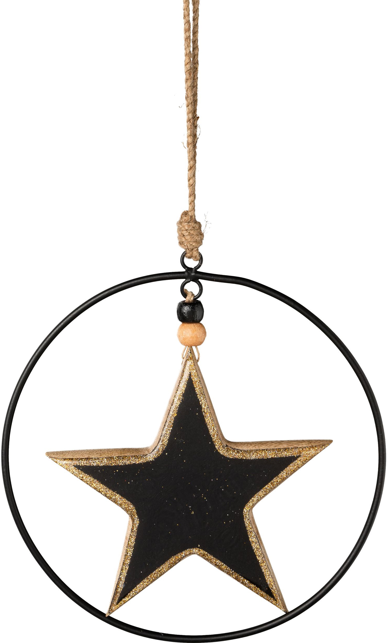 Creativ deco Dekostern »Weihnachtsstern, Weihnachtsdeko«, (2 St.), mit Enamel-Lackierung und Metallring, Durchmesser Stern 15 cm