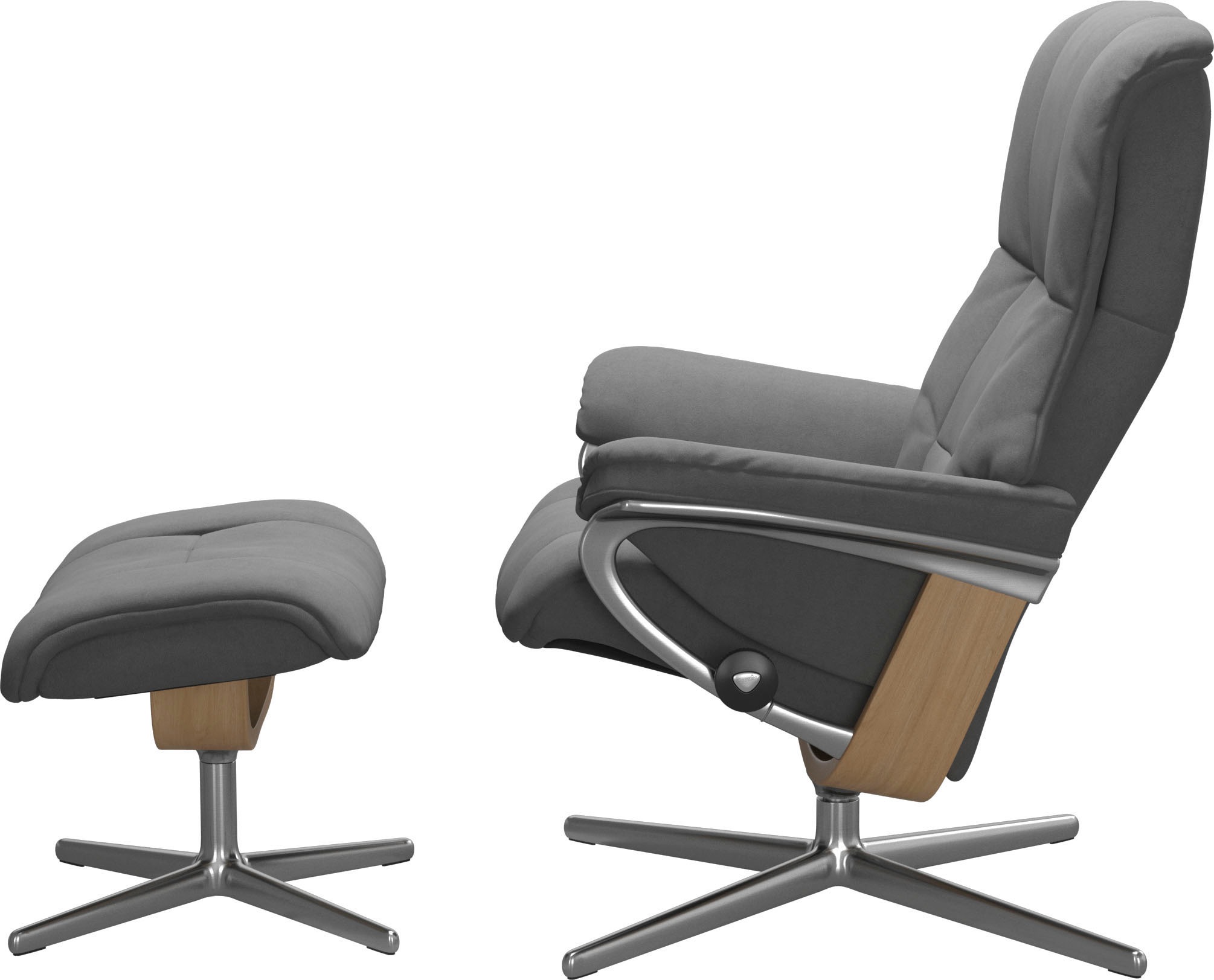 Stressless® Relaxsessel »Mayfair«, (Set, Relaxsessel mit Hocker), mit Hocker, mit Cross Base, Größe S, M & L, Holzakzent Eiche