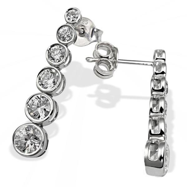 goldmaid Paar Ohrstecker, 925/- Sterlingsilber 12 ZIrkonia