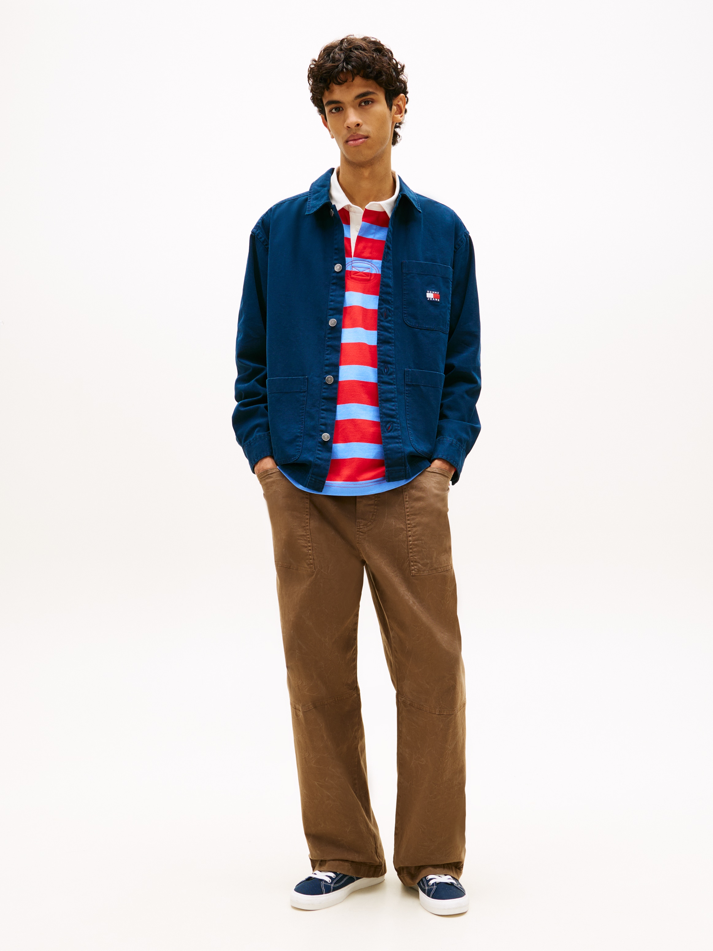 Tommy Jeans Hemdjacke »TJM ESSENTIAL OVERSHIRT« leicht überschnittene Schultern, halbgespreizter Kragen