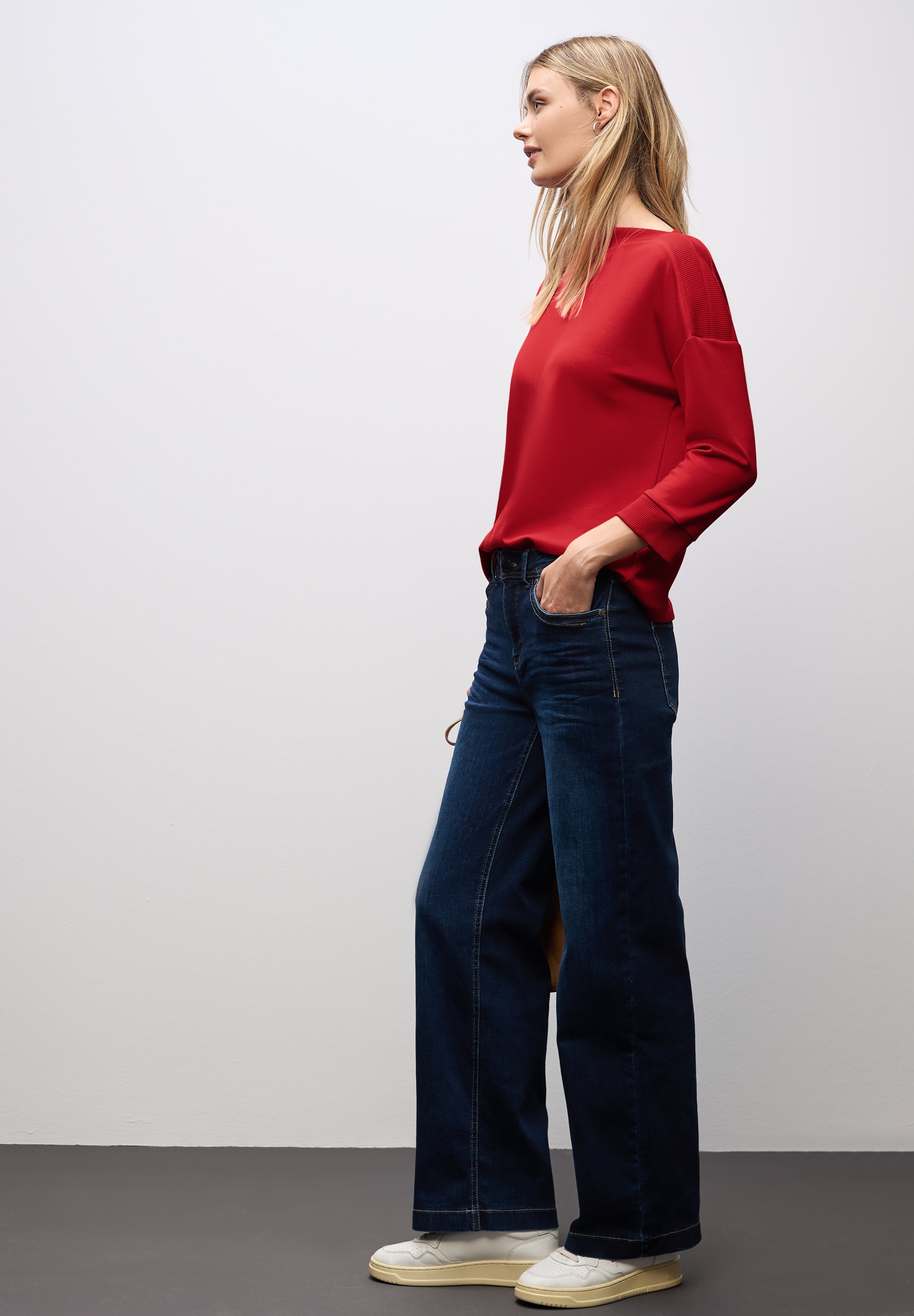 STREET ONE 3/4-Arm-Shirt Strick-Shirt mit U-Boot-Ausschnitt