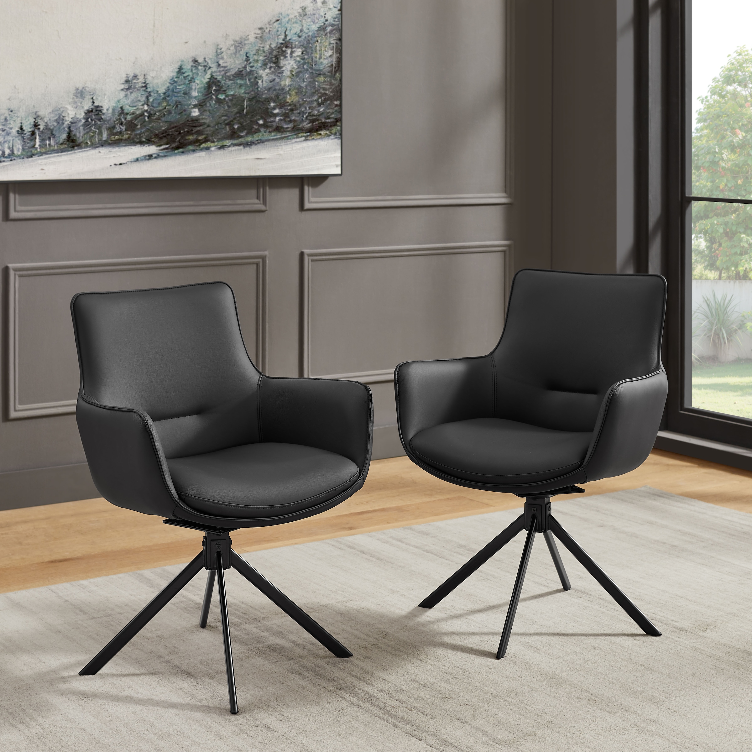OTTO home Drehstuhl (Set) 2 Stk.Naturleder Bezug, 360° drehbares Gestell aus Eisen
