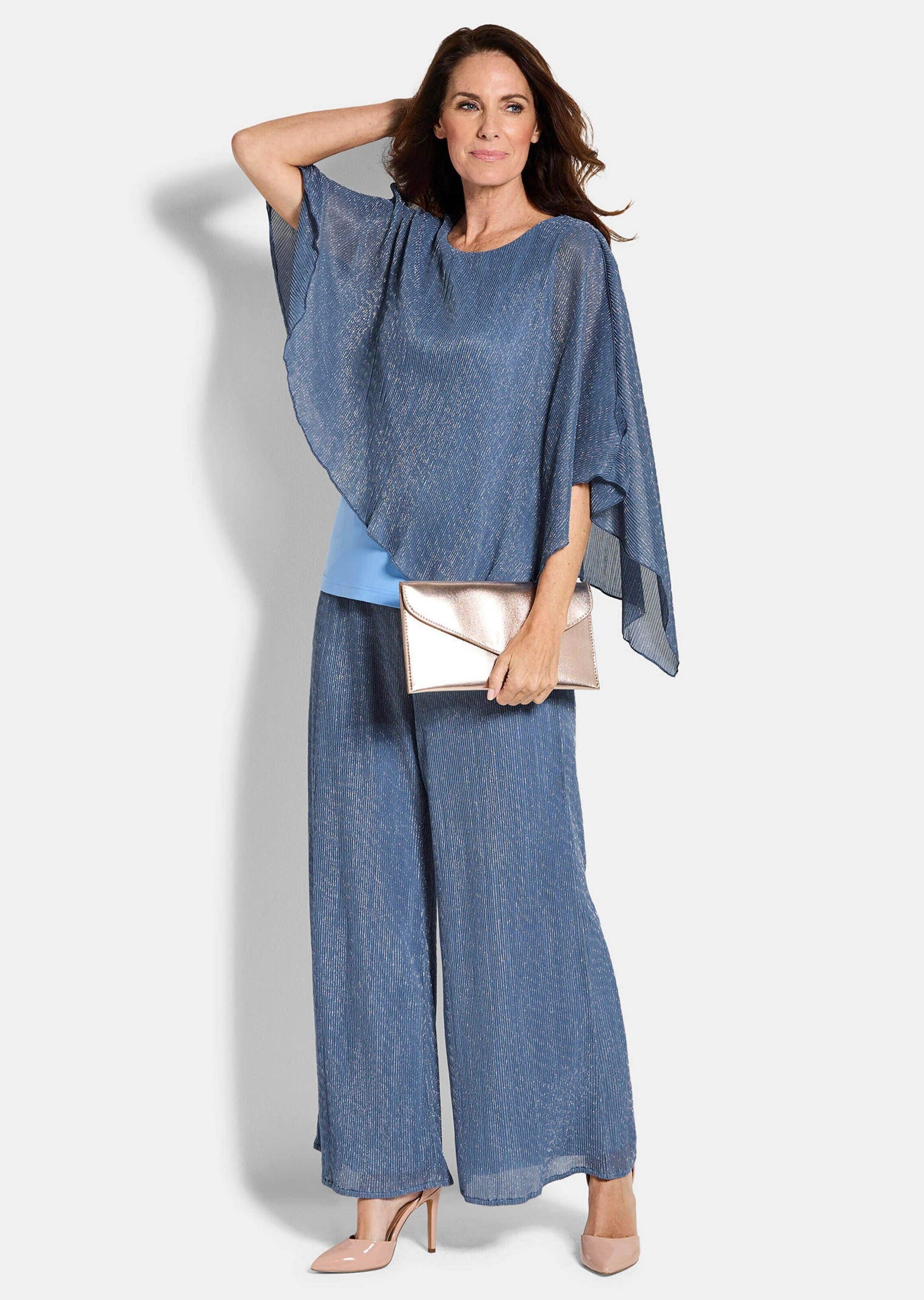 GOLDNER Kurzarmshirt »Asymmetrisches Blusenshirt mit Glanzgarn« Shirt mit asymmetrischen Überwurf