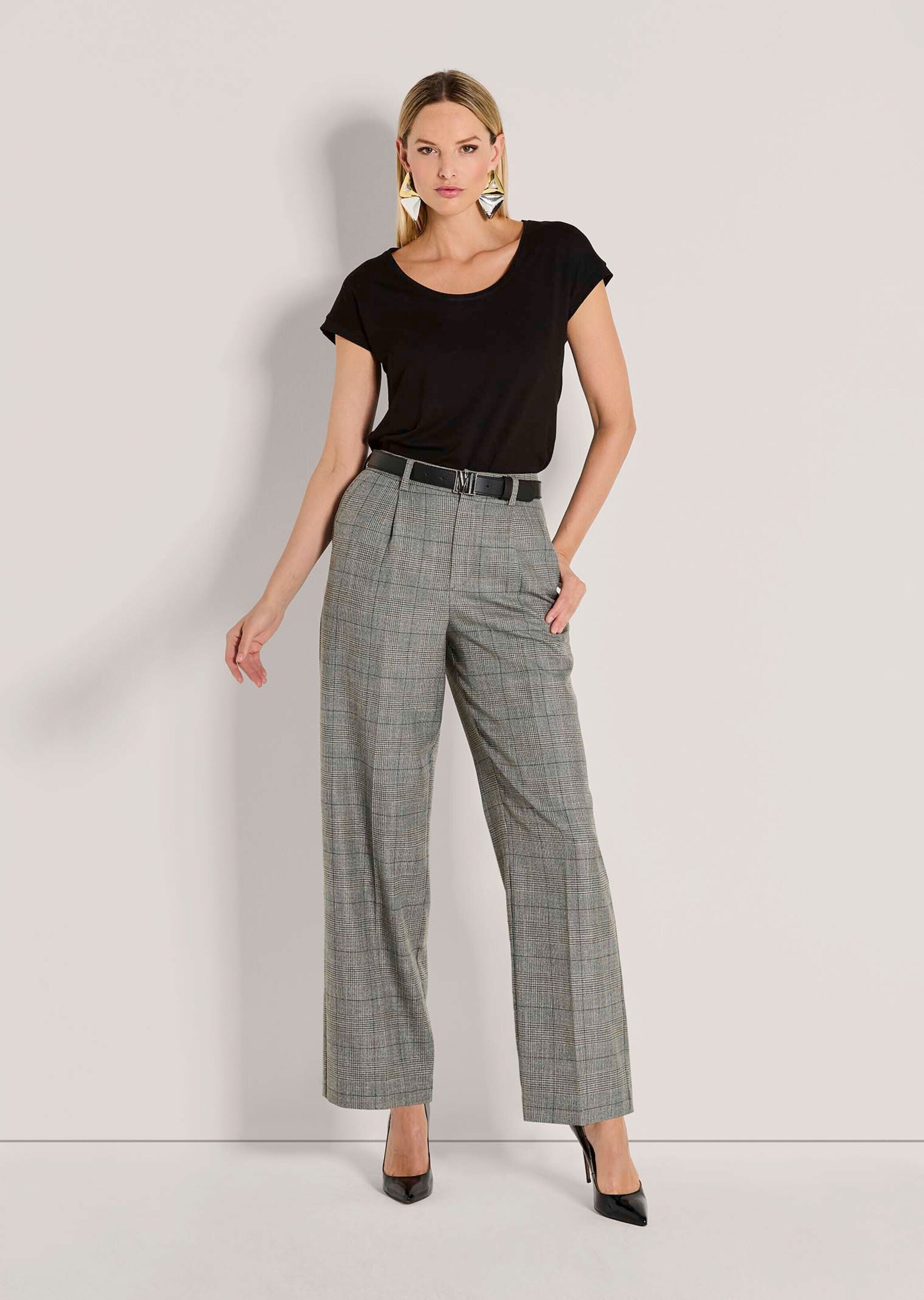 MADELEINE Bundfaltenhose »Bundfalten-Hose Glencheck-Hose mit weitem Bein«