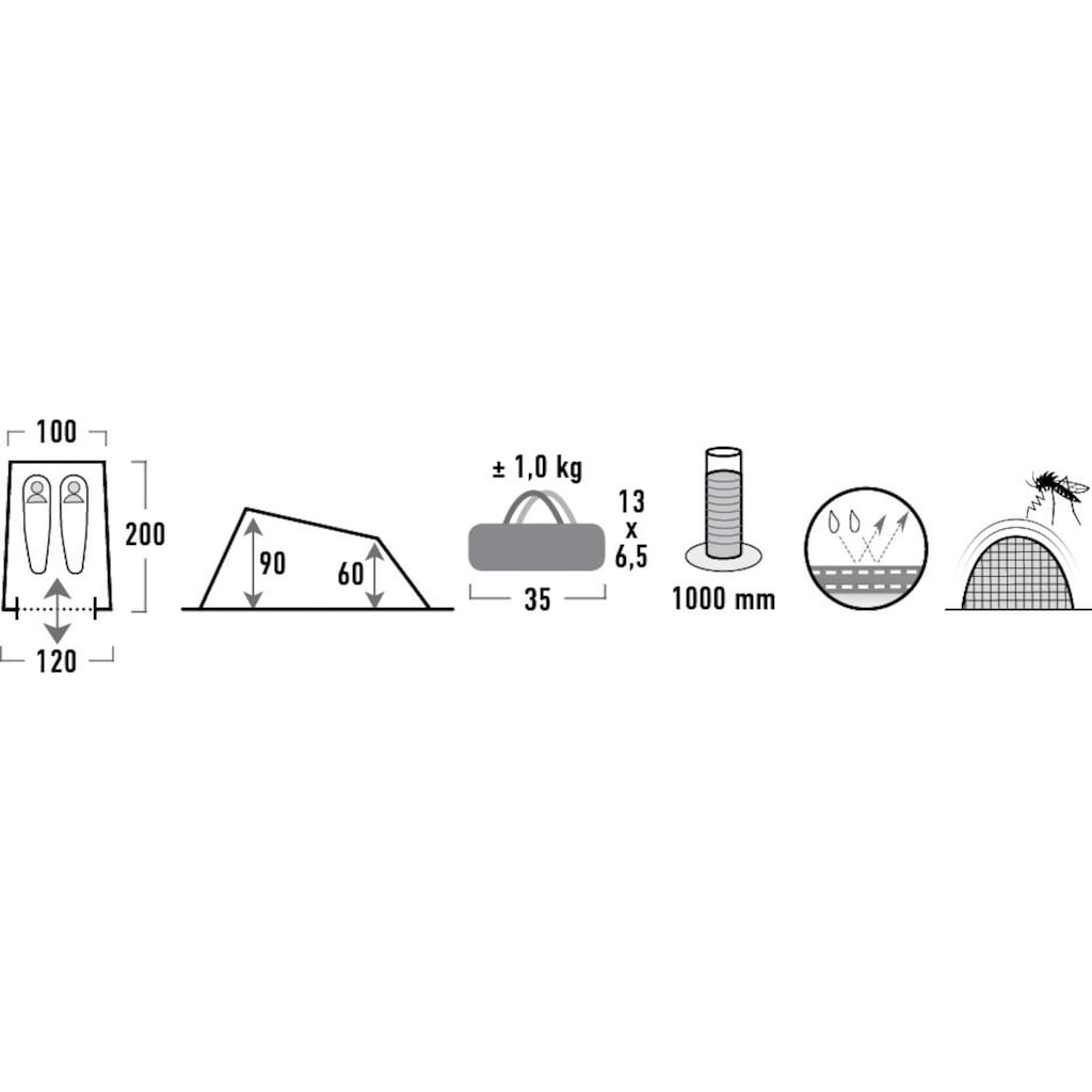 High Peak Hauszelt »Minilite«, 2 Personen, (Set, mit Transporttasche)