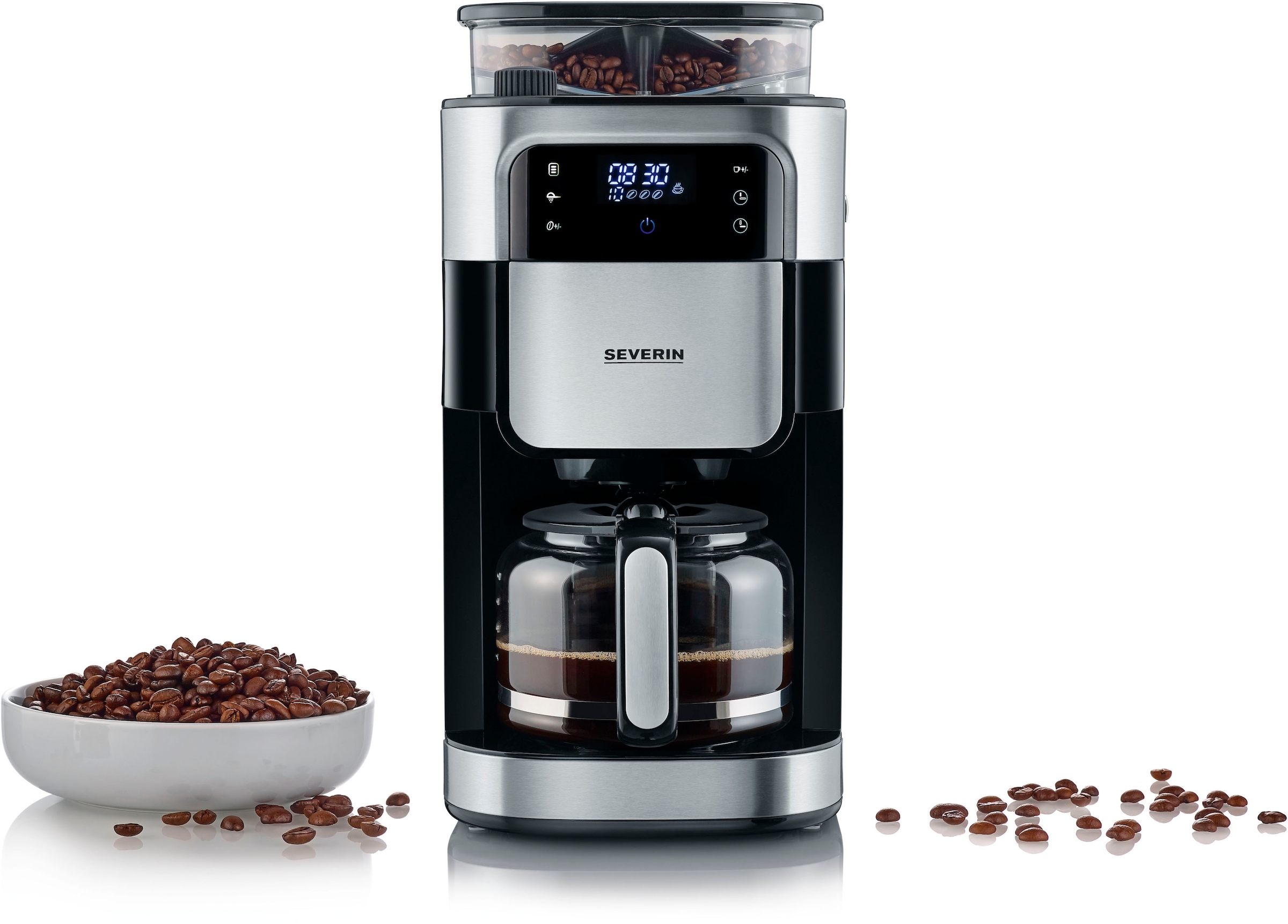 Severin Kaffeemaschine mit Mahlwerk »KA 4813«, 1,25 l Kaffeekanne, Permanentfilter, 1x4, Mahlgrad und Kaffeemenge einstellbar, Warmhalten: bis 60 Min., Timer