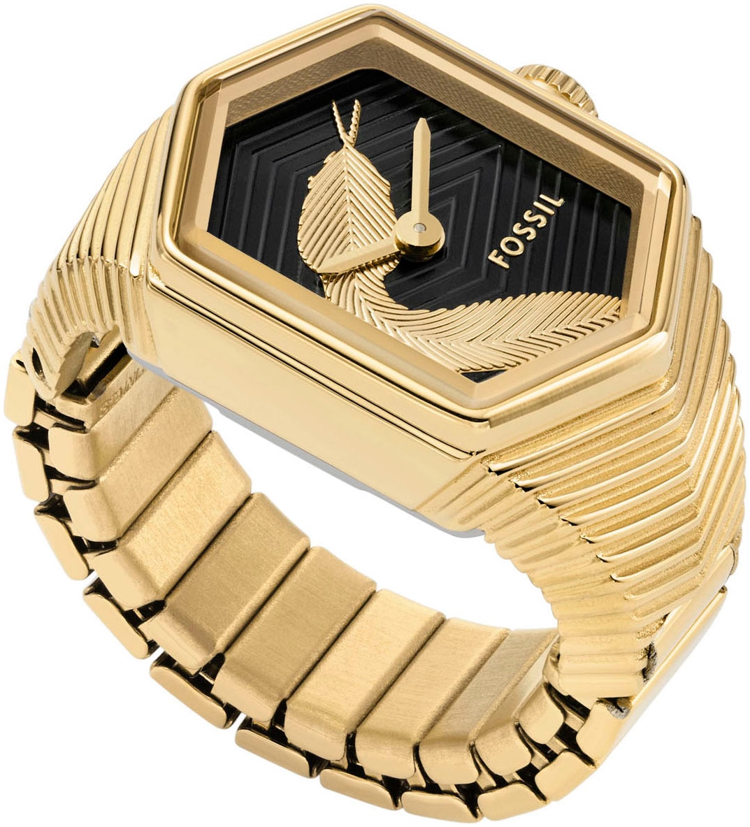 Fossil Uhrenring »WATCH RING«, Quarzuhr, Armbanduhr, Damenuhr, Edelstahlarmband, analog