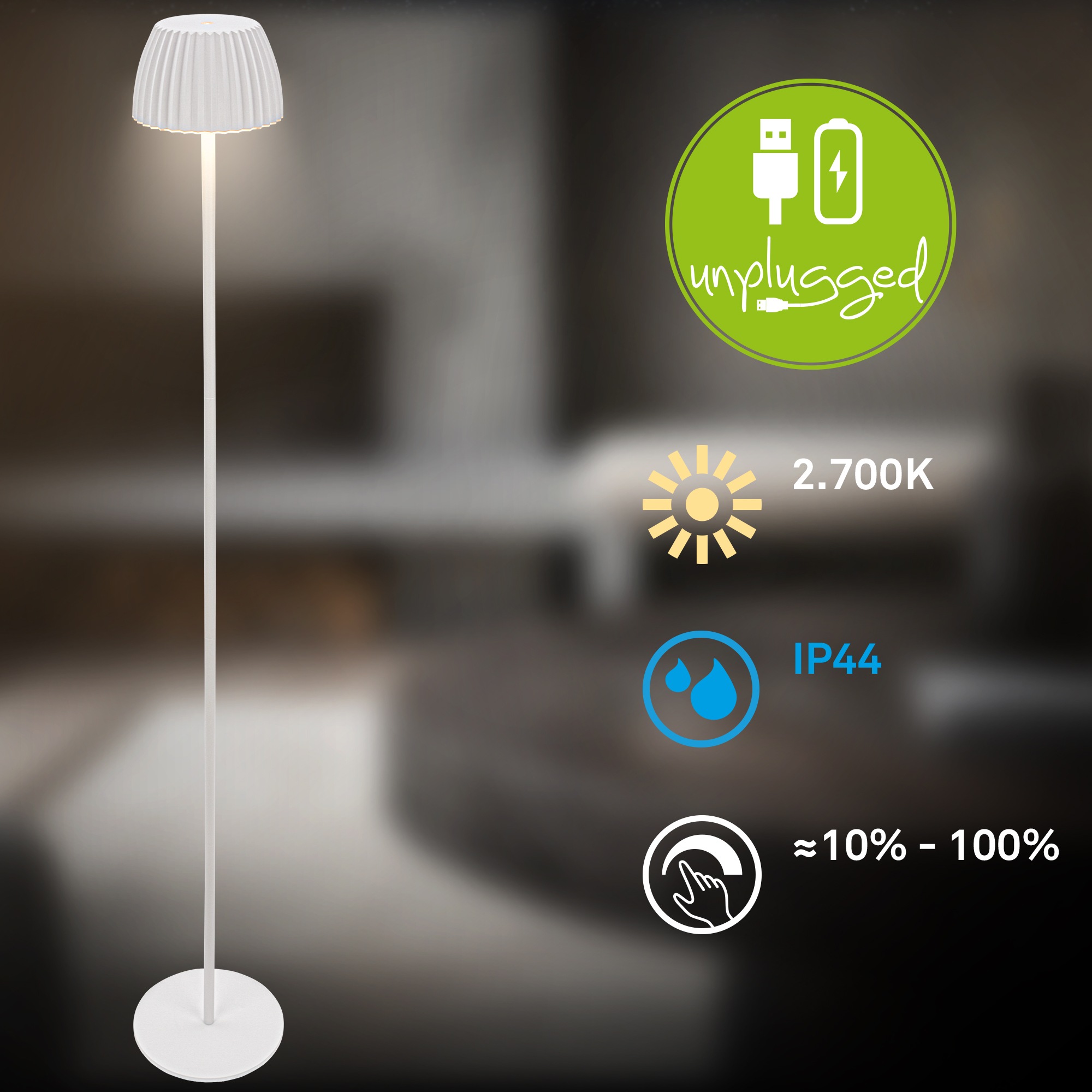 Briloner Leuchten LED Stehlampe »Akku LED Stehleuchte Riffle«