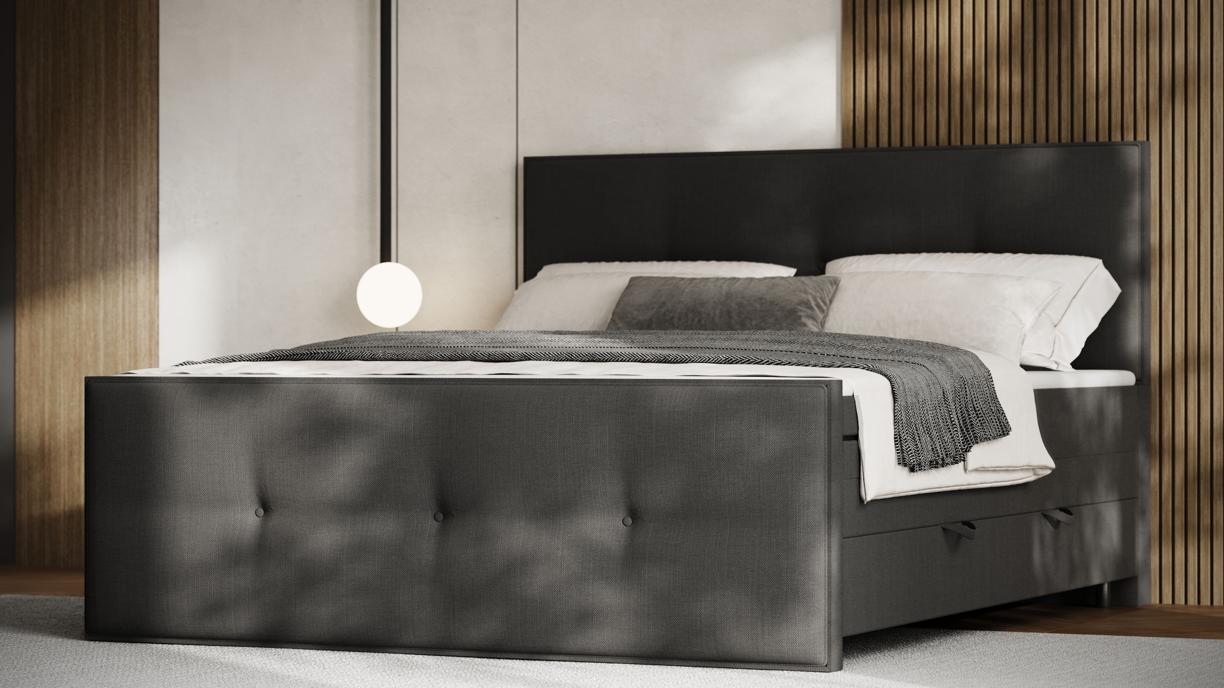 FORTE Boxspringbett »Eve inkl. zwei Bettkästen und Kaltschaum Topper«, und einer 7-Zonen-Tonnentaschen-Federkernmatratze (H3)
