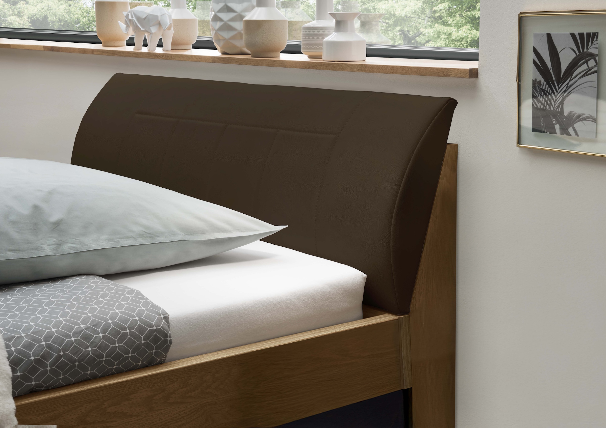 WIEMANN Holzbett »Cardiff, Bettgestell, Bettrahmen, teilmassiv, mit Polsterkopfteil«, (Belastbarkeit 110/220 Kg, 4-fache höhenverstellbar, MADE IN GERMANY), Fußteil aus Massivholz, verschiedene Größen